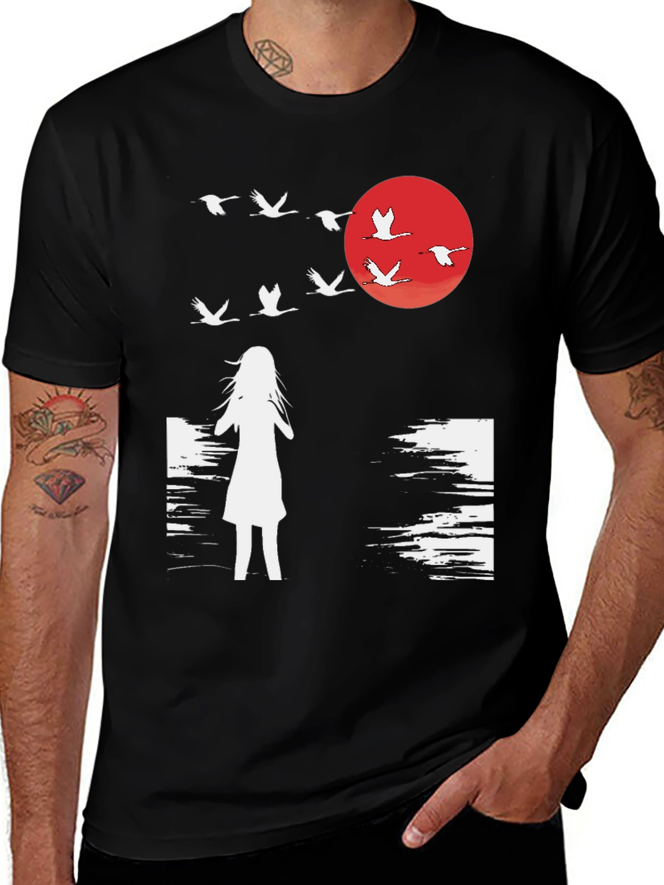 Variant 11 of Silhouette Girl and Birds Graphic T-Shirt