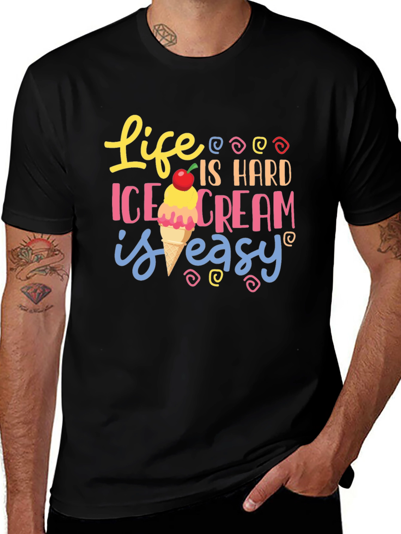 Variant 9 of Life is Hard Ice Cream is Easy Graphic Tee