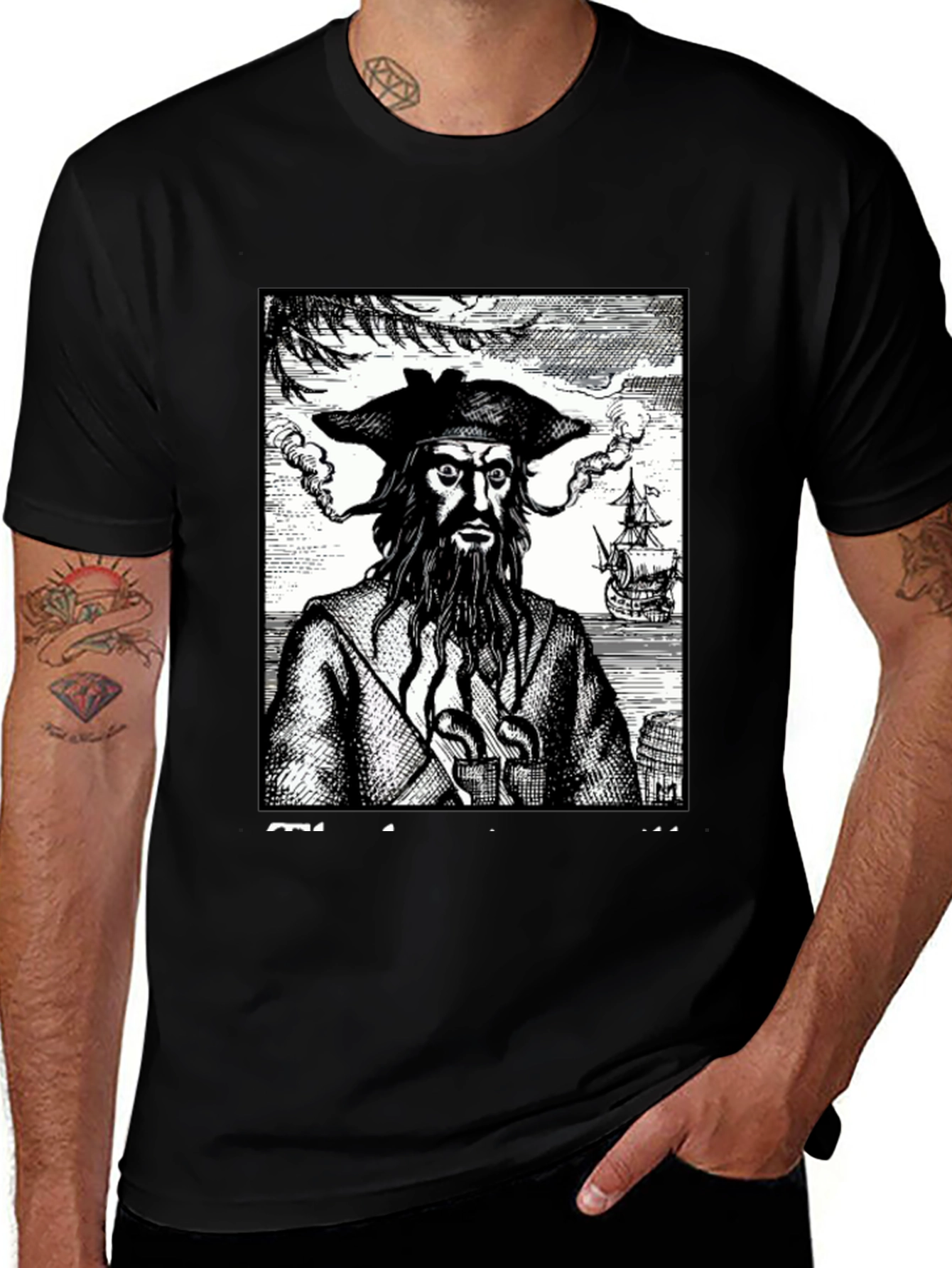 Blackbeard Pirate Graphic Tee - Classic Novelty Shirt