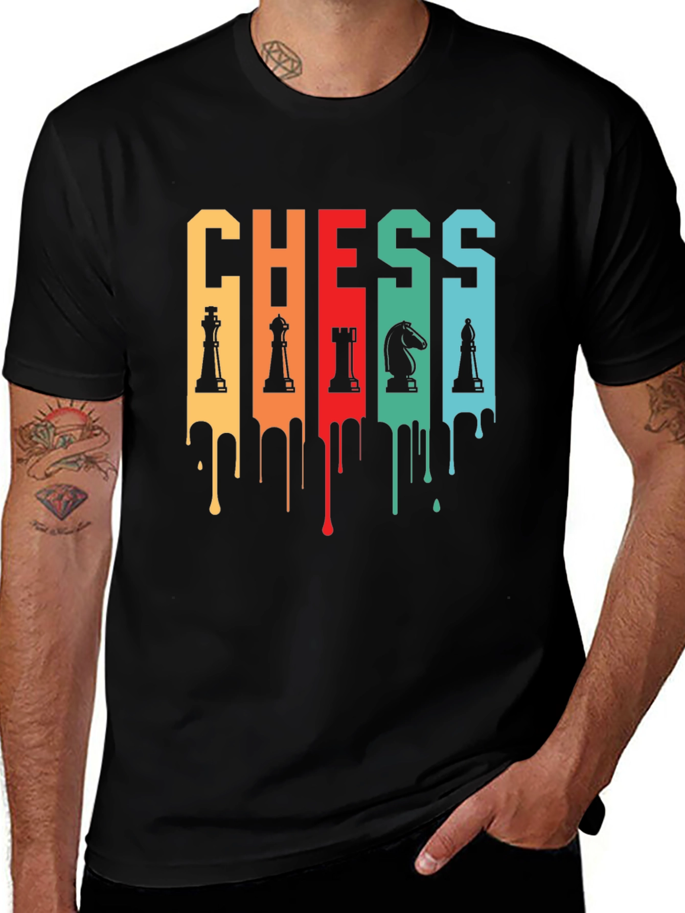 Variant 9 of Chess Piece Drip T-Shirt - Checkmate Style!