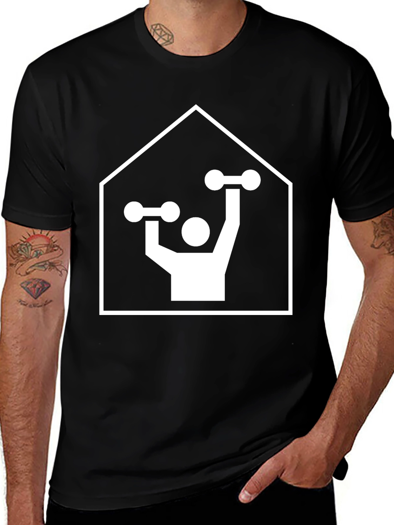 Variant 14 of Workout at Home Black T-Shirt - Gym Motivation Tee