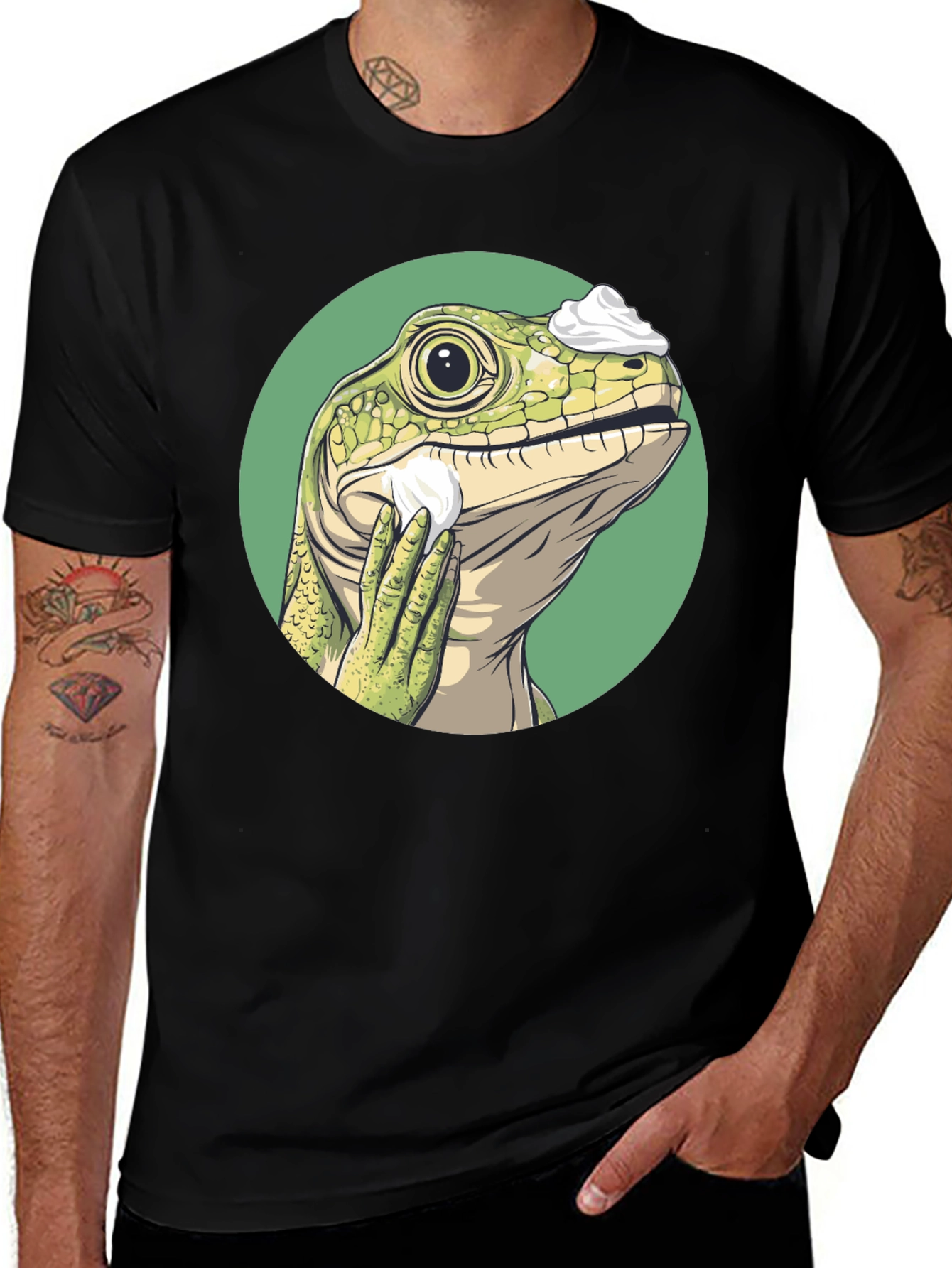 Variant 7 of Shaving Lizard Graphic Tee - Funny Animal T-Shirt