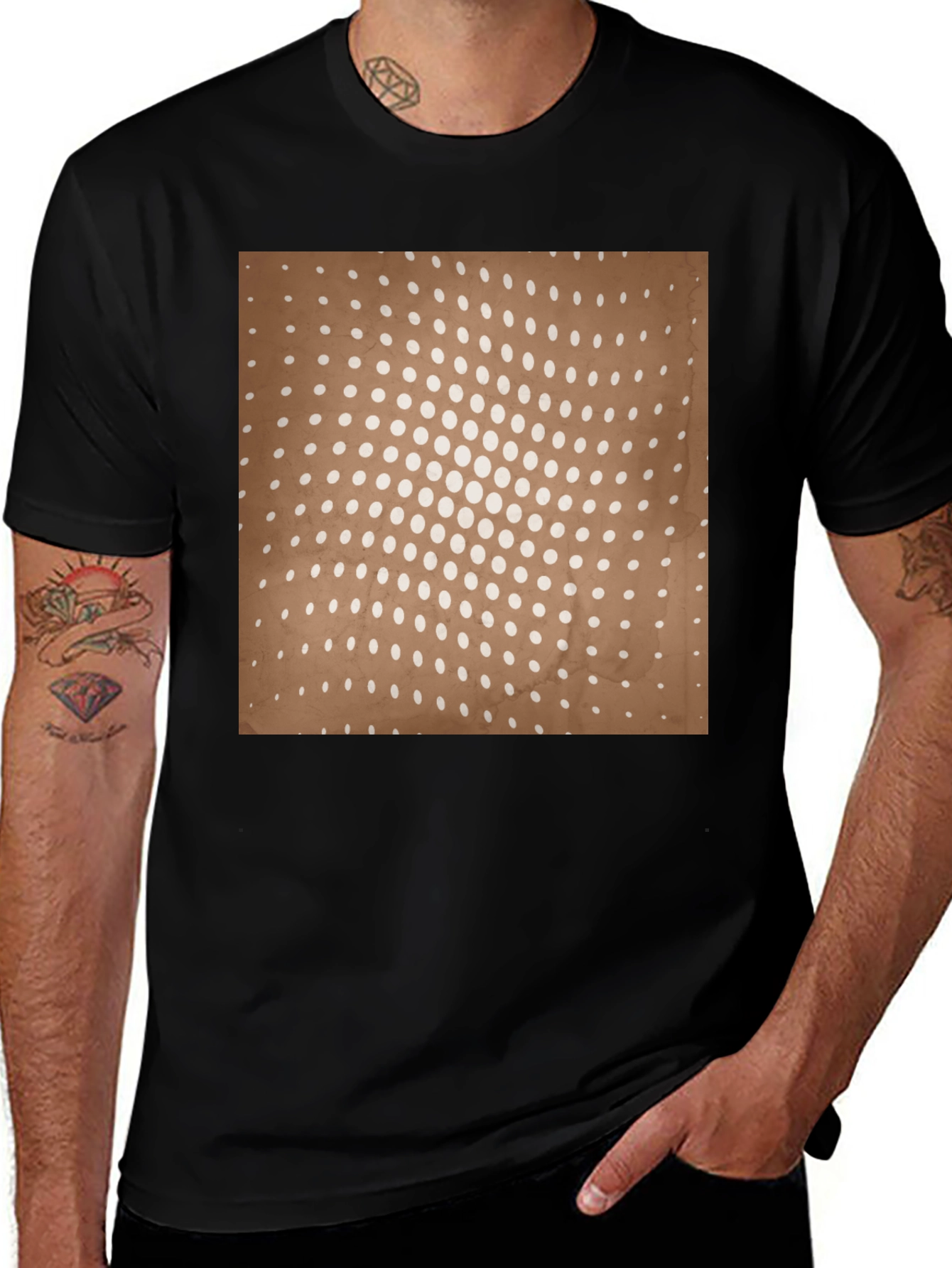 Variant 13 of Retro Dot Pattern Tee - Stylish Vintage Design