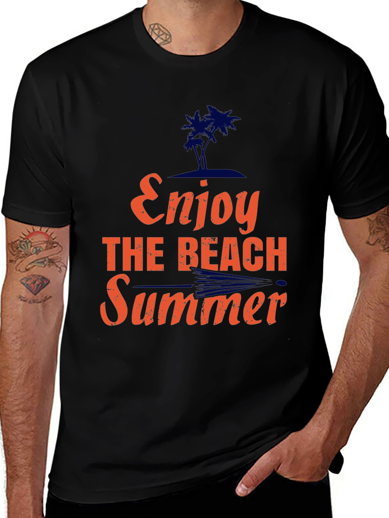 Variant 21 of Enjoy The Beach Summer Graphic T-Shirt - Black