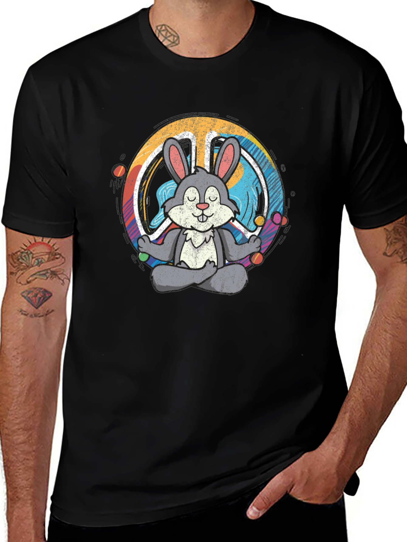 Variant 3 of Peace Bunny T-Shirt - Meditating Hare Design