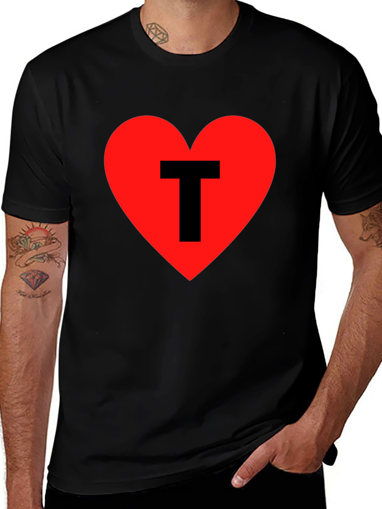 Variant 10 of I Heart T - Men's Black Graphic Tee