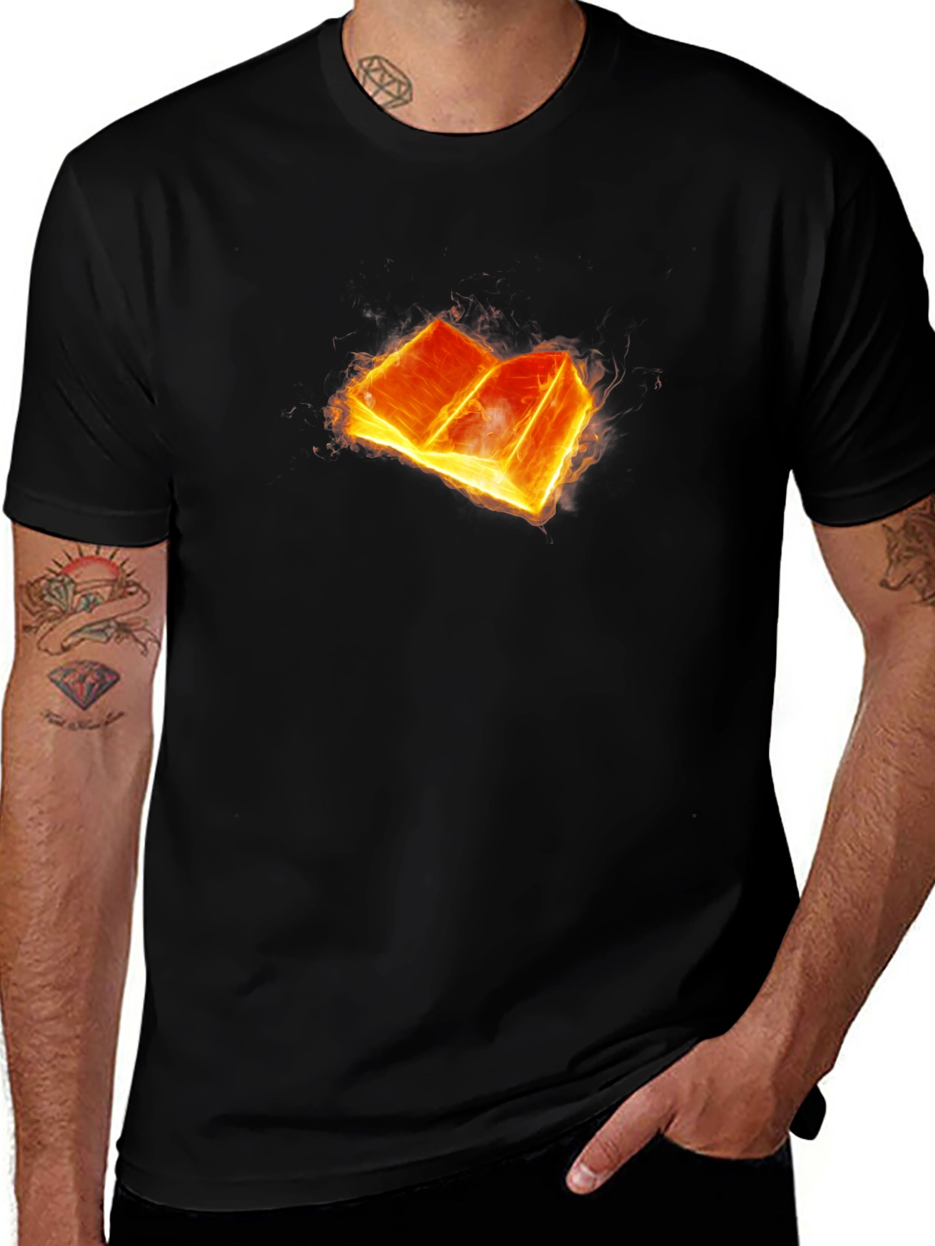 Variant 28 of Burning Book Graphic Tee - Unique Men's Black T-Shirt