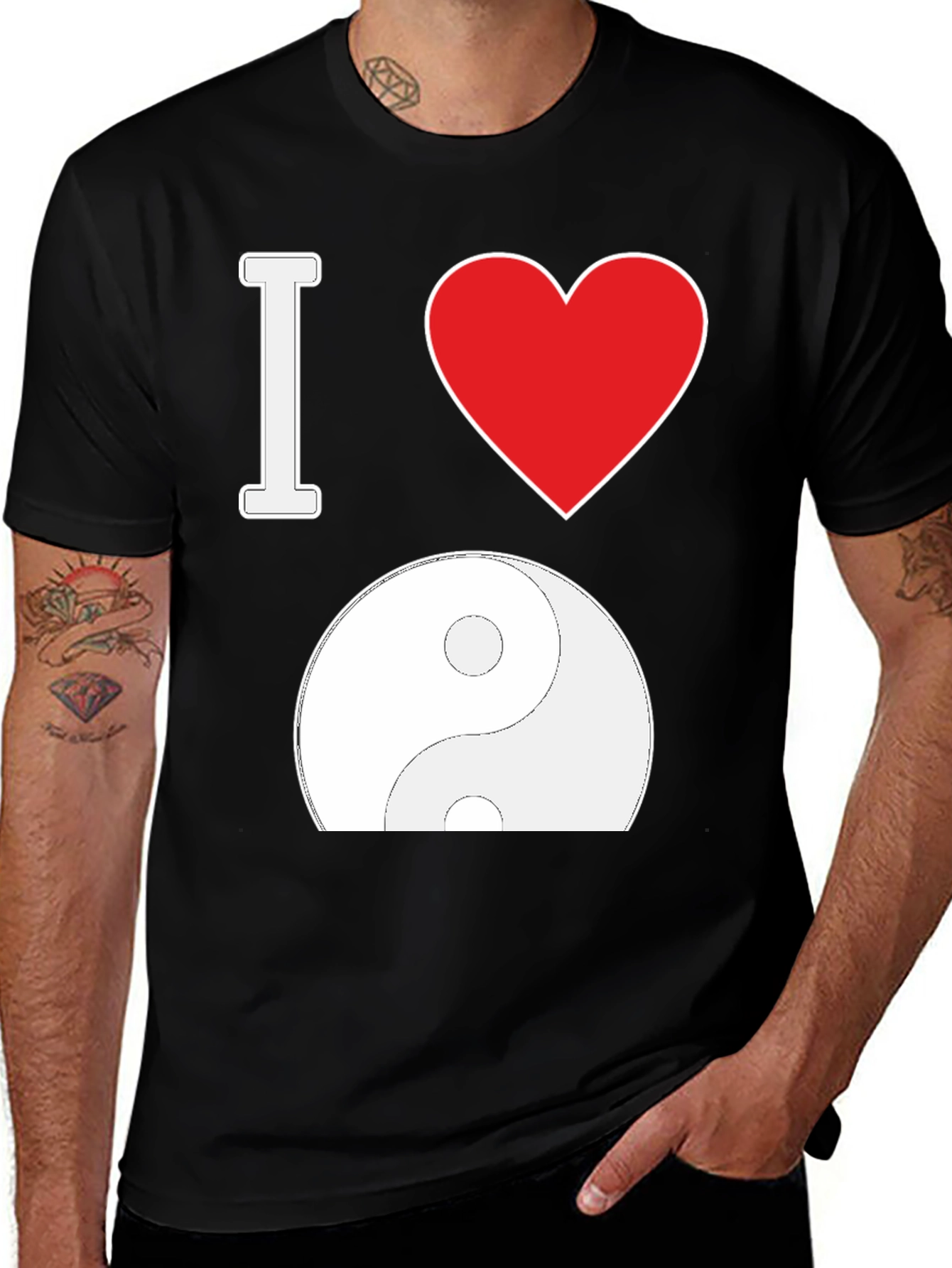 Variant 5 of I Heart Yin Yang T-Shirt - Men's Black Graphic Tee