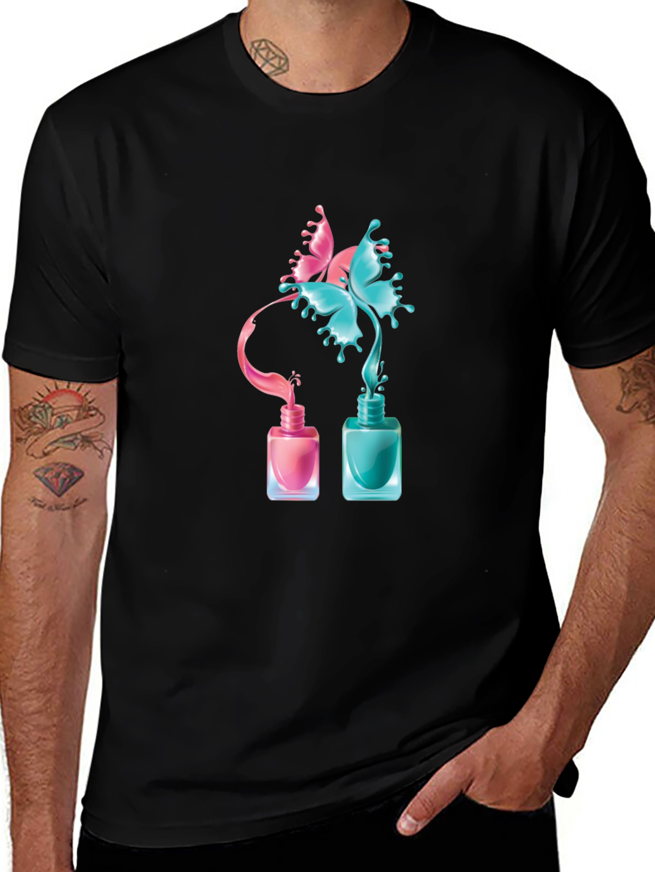 Butterfly Nail Polish T-Shirt - Unique Artistic Design