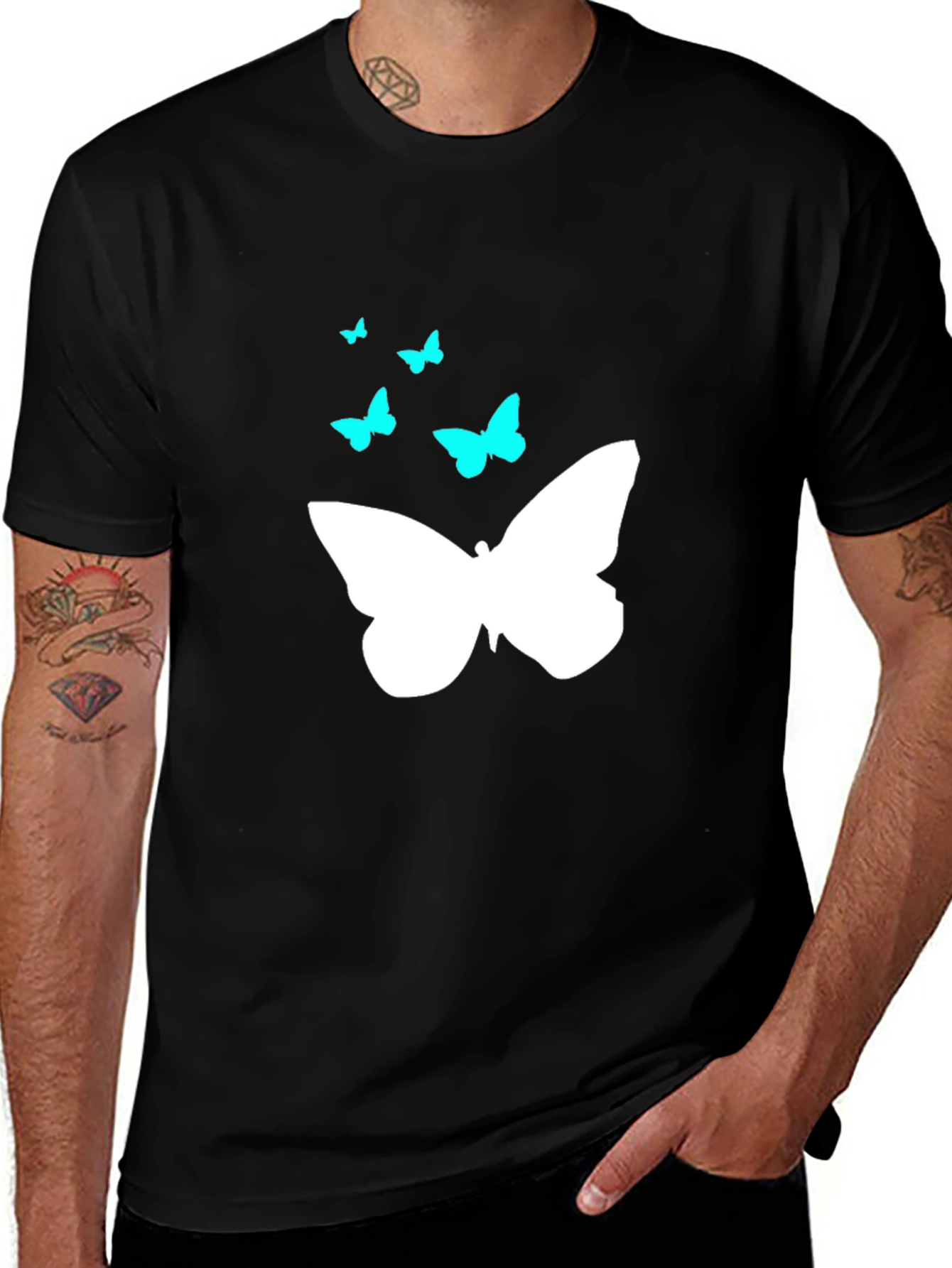 Butterfly Graphic Tee - Stylish Black Cotton T-Shirt