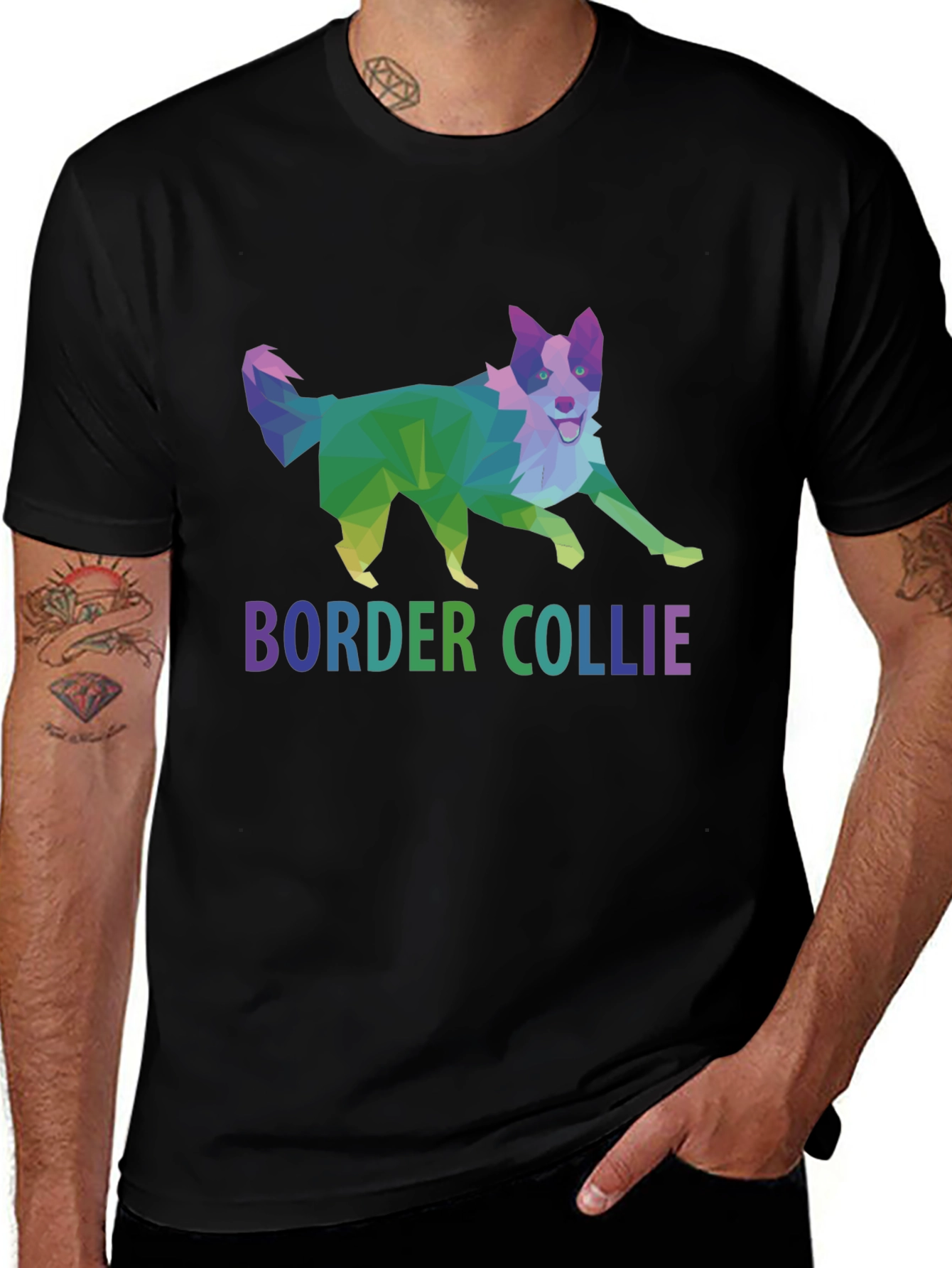Variant 14 of Geometric Border Collie Graphic T-Shirt