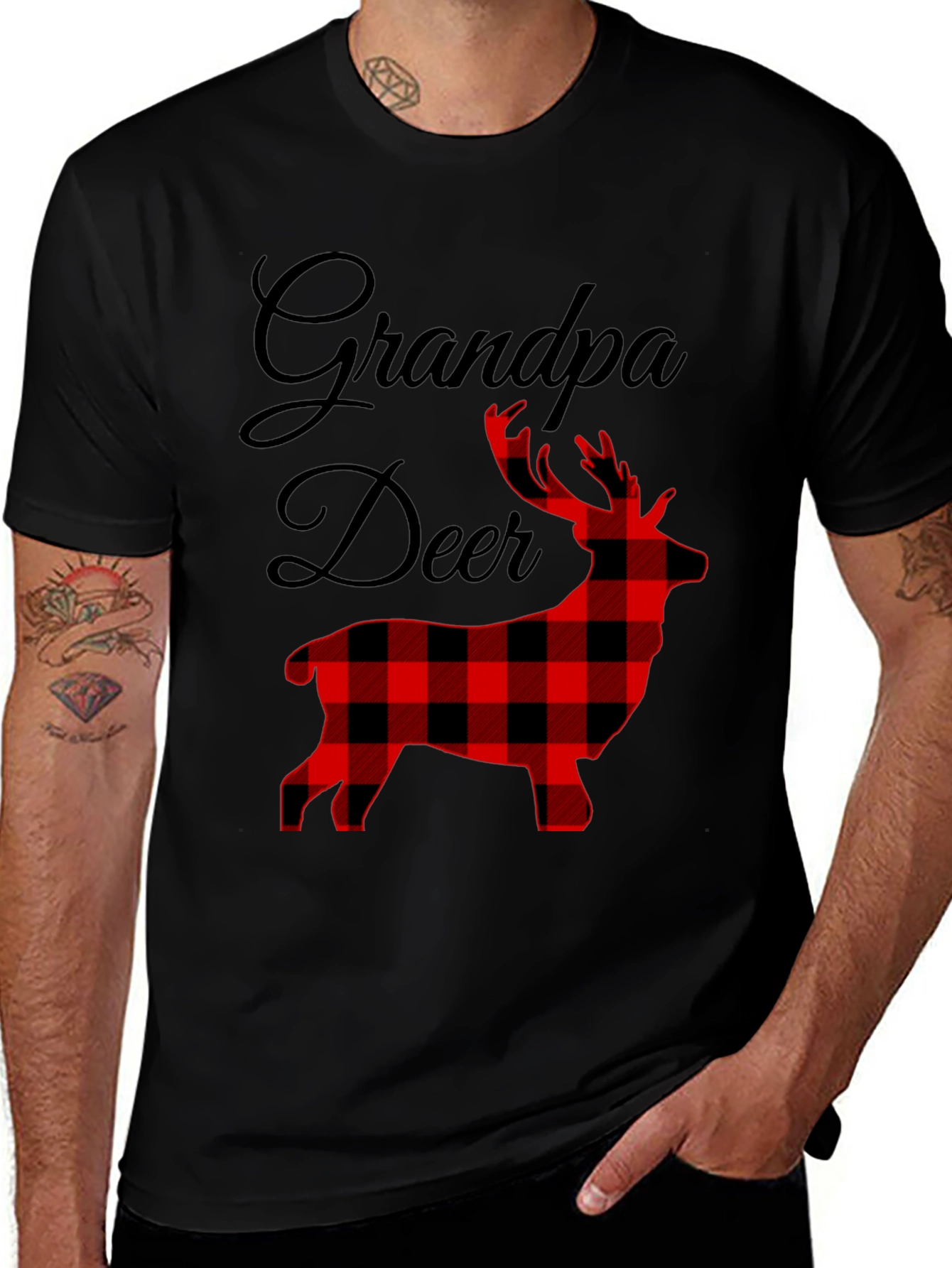 Variant 16 of Grandpa Deer Plaid Graphic Tee