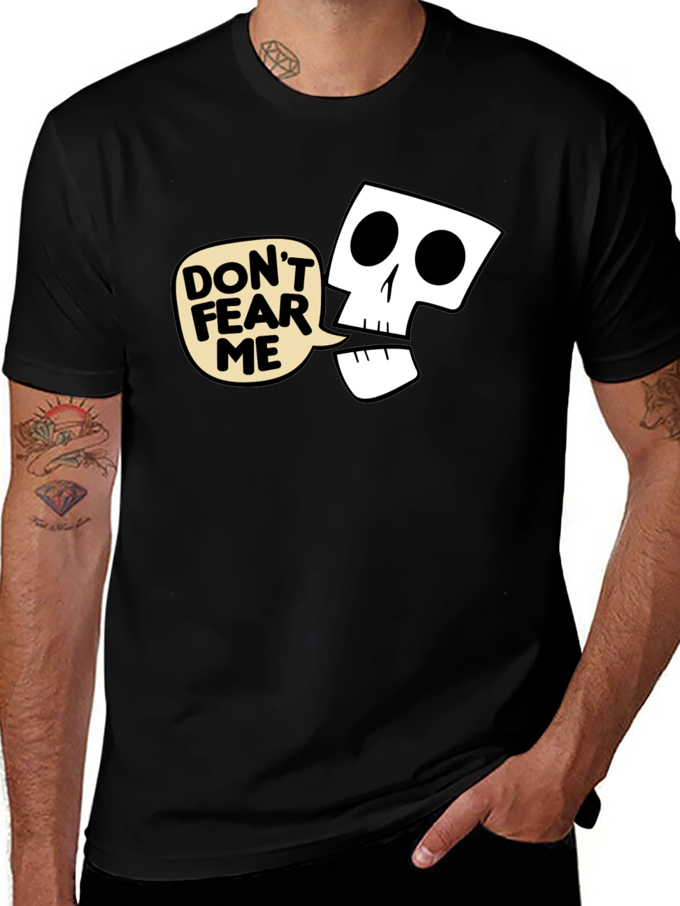 Variant 4 of Don't Fear Me Graphic T-Shirt - Black Cotton Tee