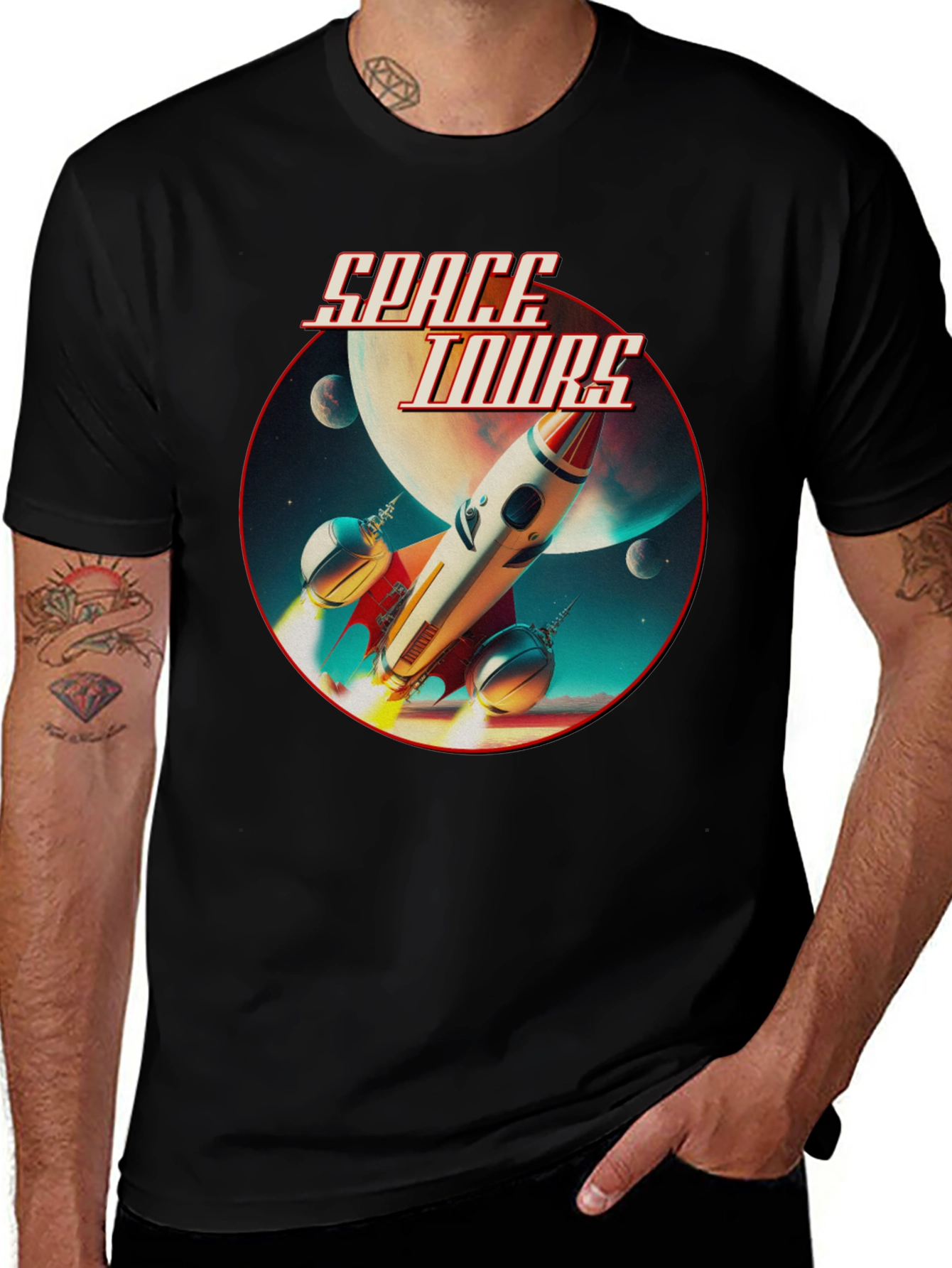 Variant 7 of Space Tours T-Shirt | Retro Rocket Tee