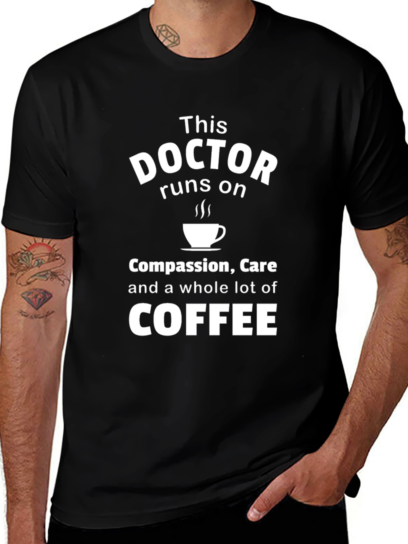 Variant 17 of Doctor Runs on Coffee T-Shirt - Black