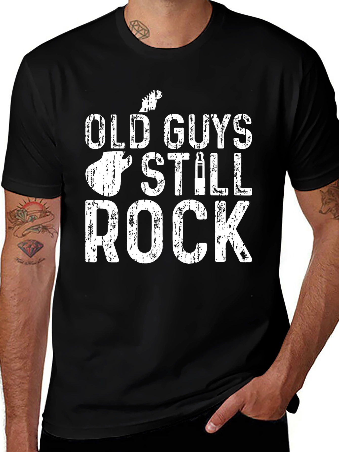 Black Old Guys Still Rock Graphic Tee main image