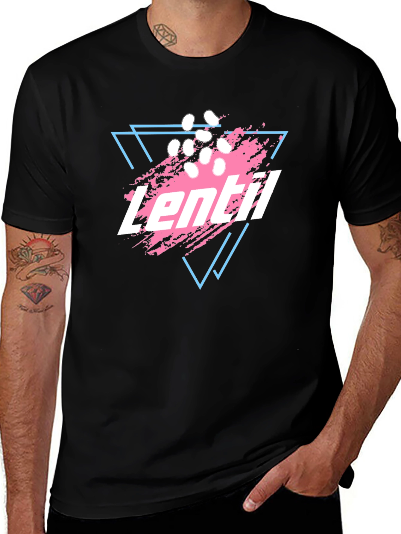 Variant 7 of Retro Lentil Graphic Tee - Black Cotton Comfort