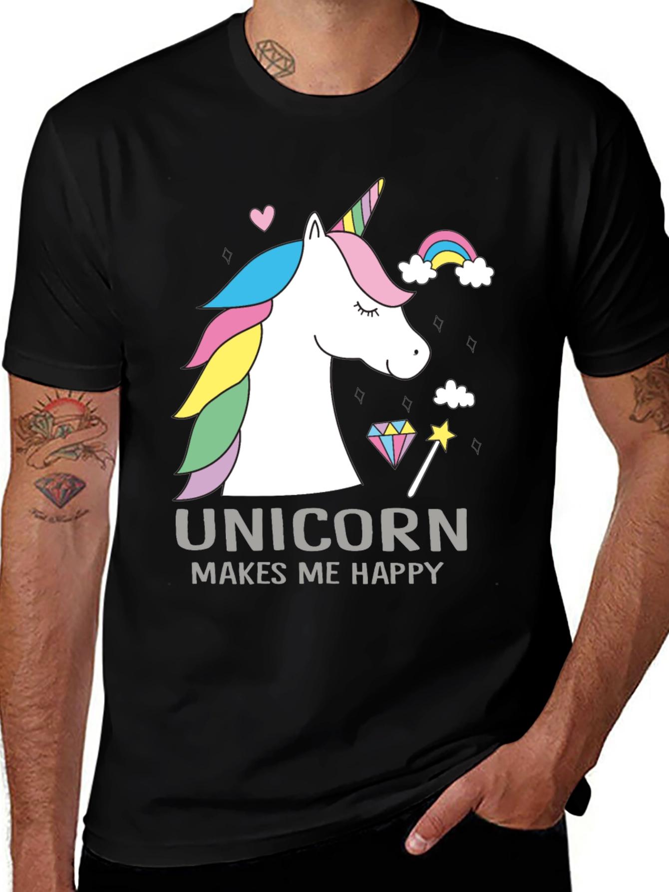 Variant 30 of Unicorn Makes Me Happy Graphic T-Shirt