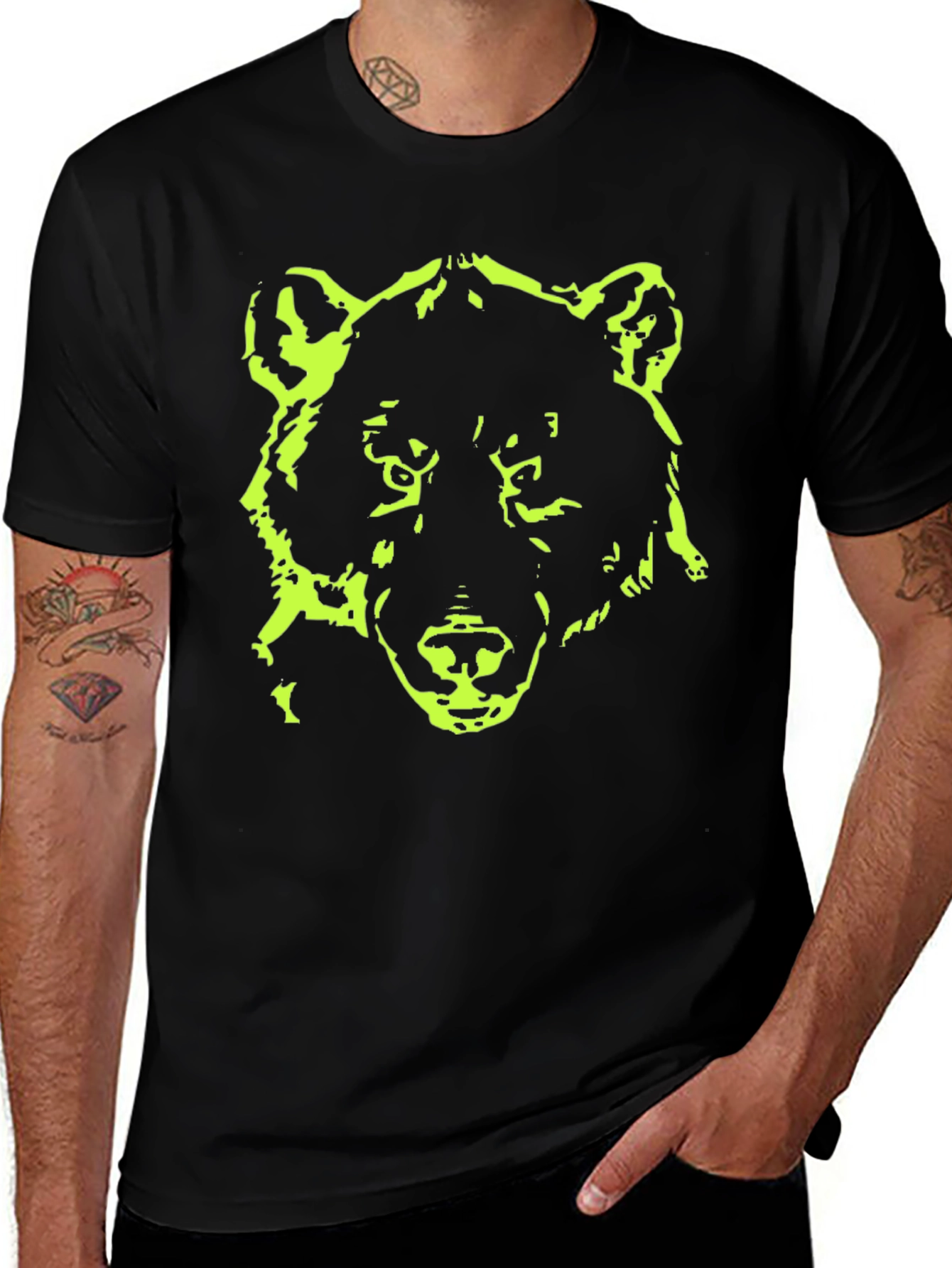 Variant 16 of Neon Bear Graphic Black T-Shirt