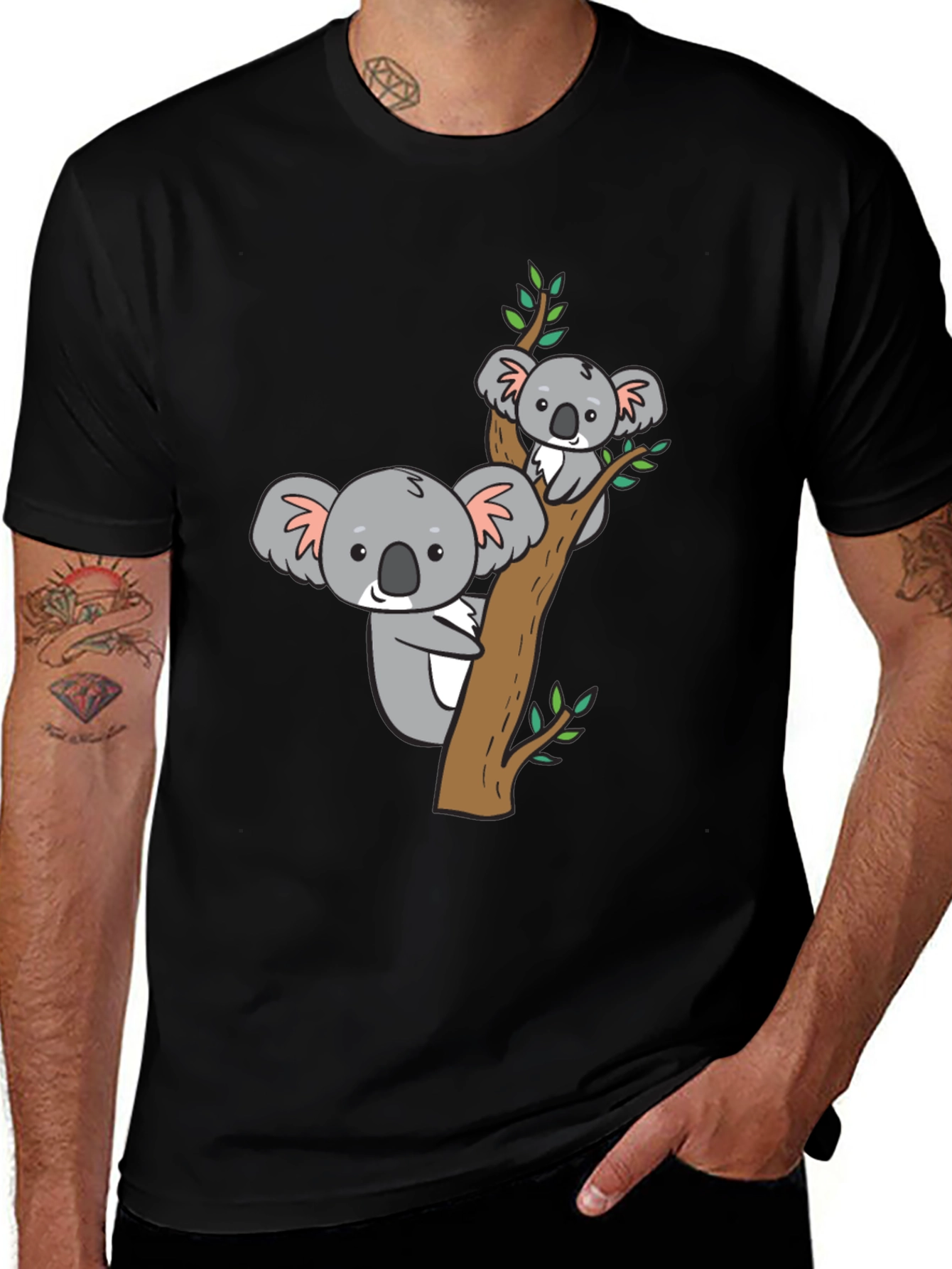 Variant 10 of Cute Koala Bear Tree T-Shirt - Black