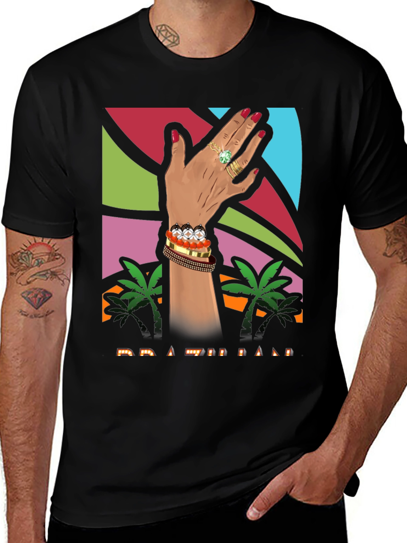 Variant 2 of Brazilian Hand T-Shirt - Vibrant Graphic Tee