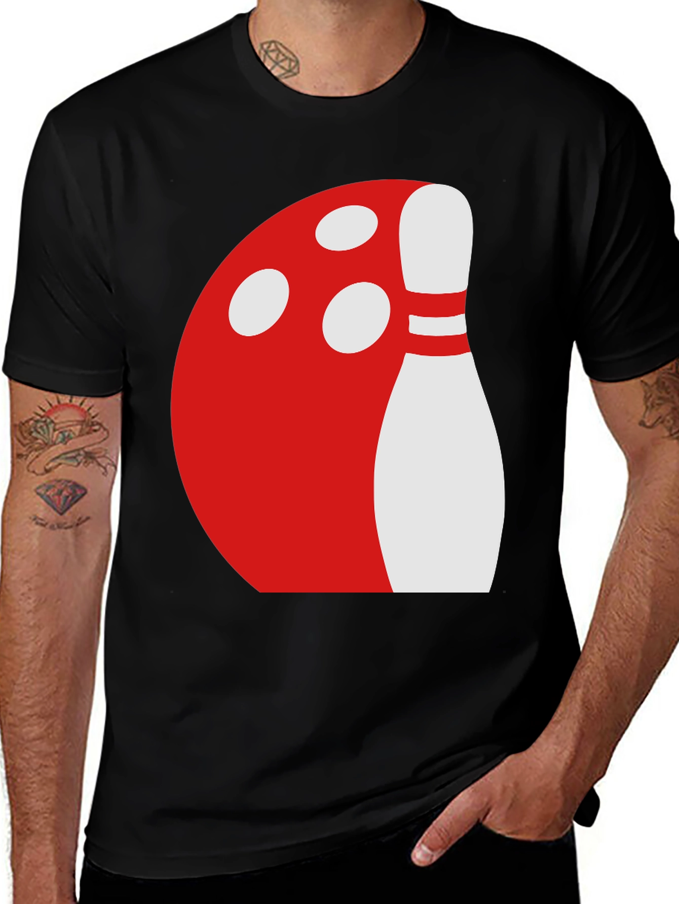 Black Bowling Ball & Pin Graphic Tee - Black main image