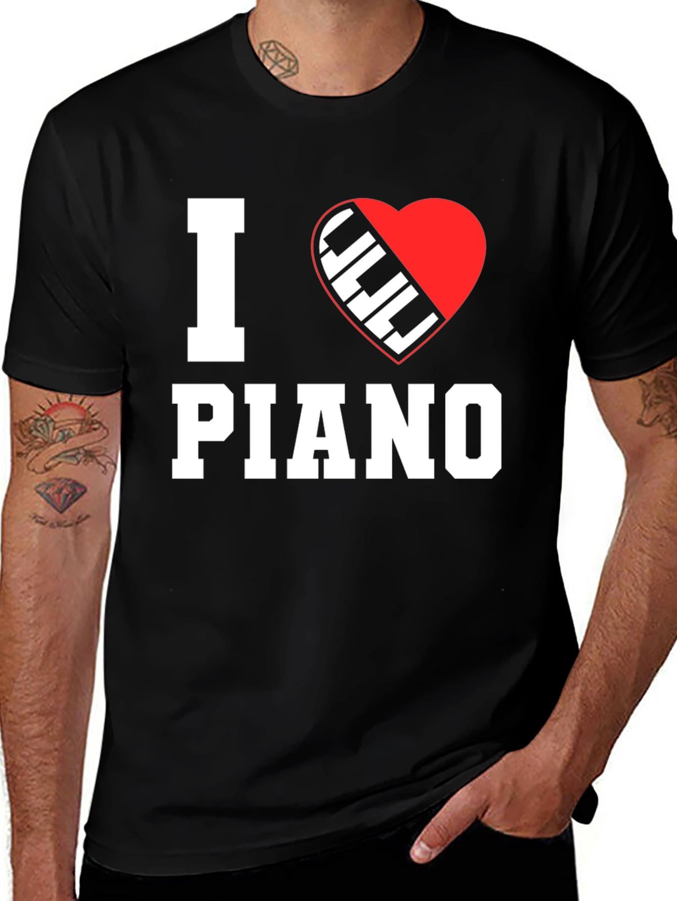 Variant 3 of I Heart Piano Graphic Tee - Music Lover Shirt