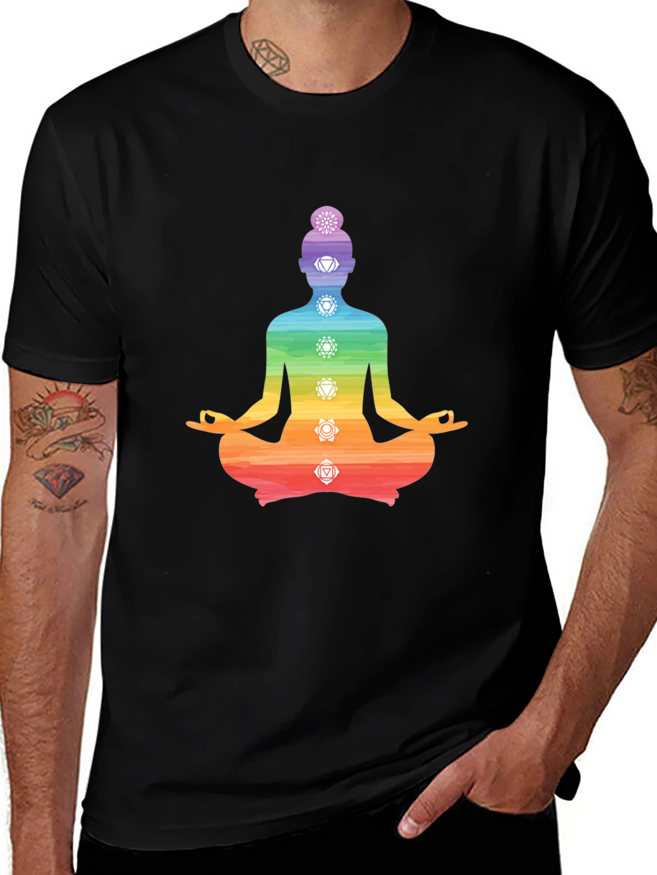 Variant 13 of Chakra Meditation T-Shirt - Black Yoga Tee