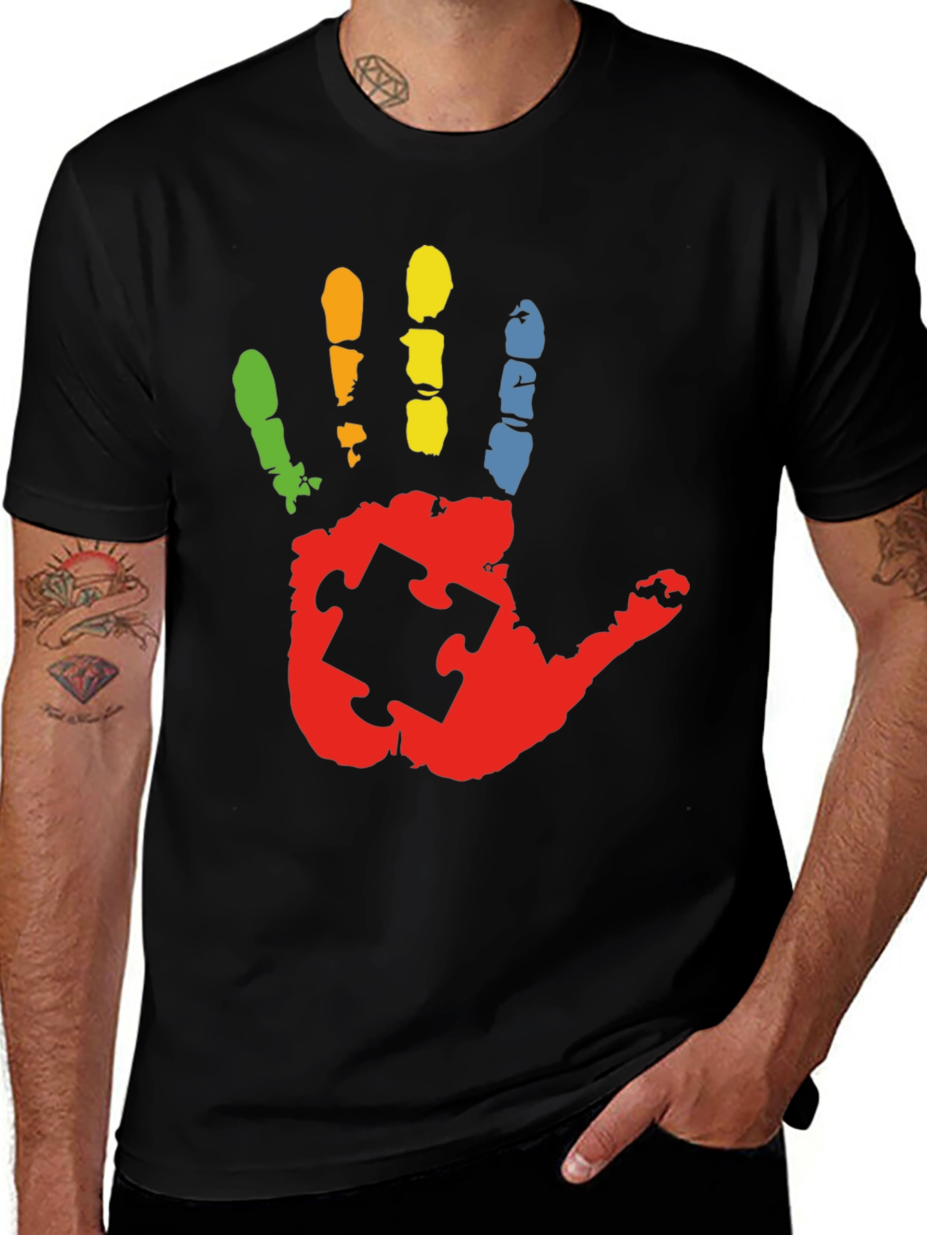 Autism Awareness Handprint Puzzle Piece T-Shirt