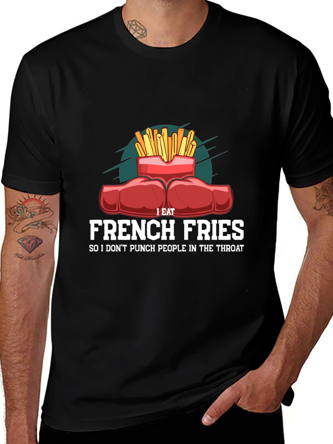 Variant 25 of Funny French Fries Punching T-Shirt