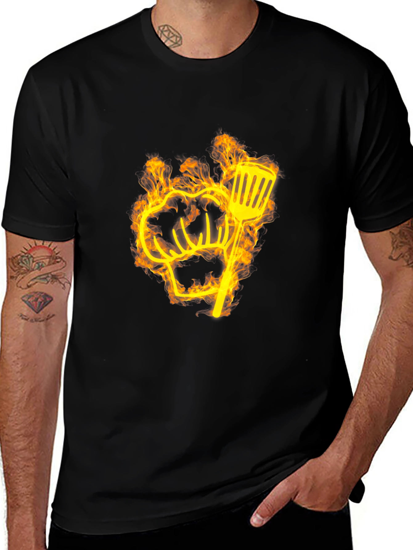 Variant 22 of Flaming Chef Hat & Spatula Graphic Tee
