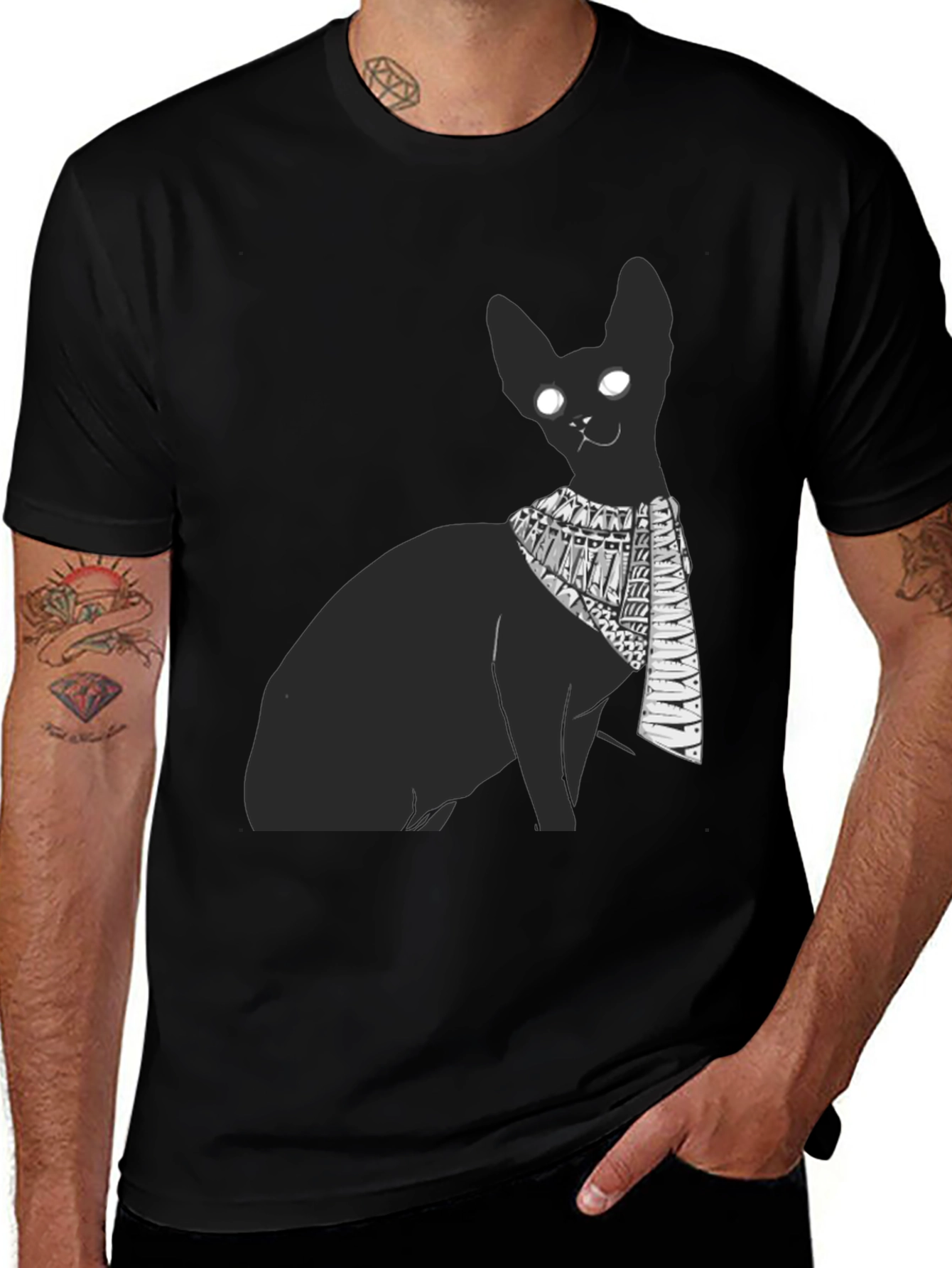 Variant 16 of Egyptian Cat T-Shirt - Black Graphic Tee