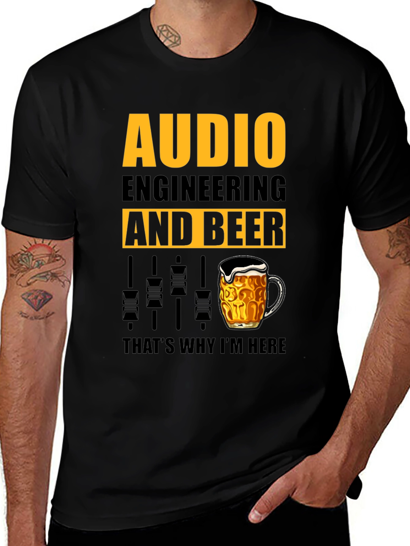 Variant 24 of Audio Engineering and Beer T-Shirt Funny Musician DJ Mixer Tee