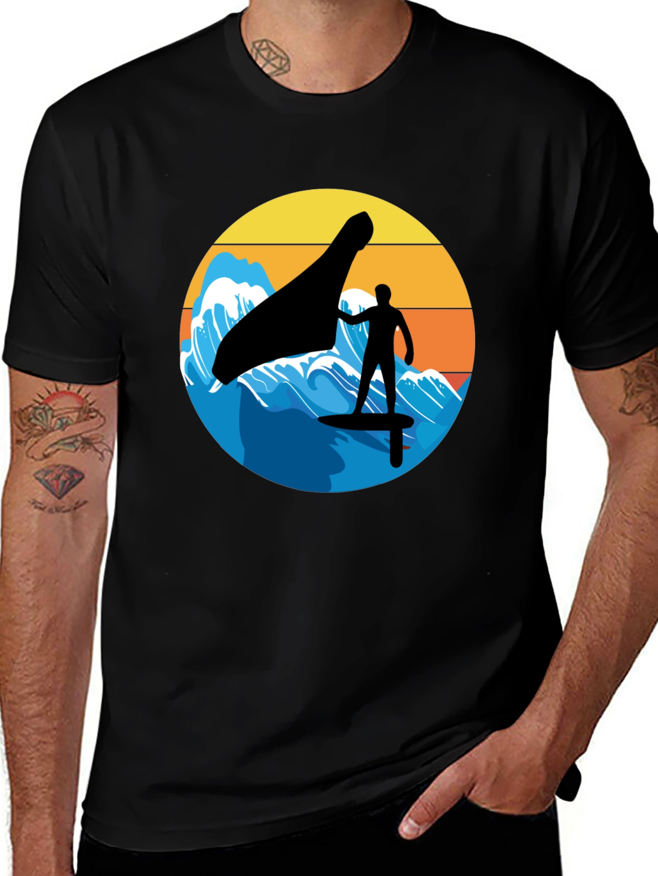 Variant 24 of Wind Surfing Silhouette Graphic Tee