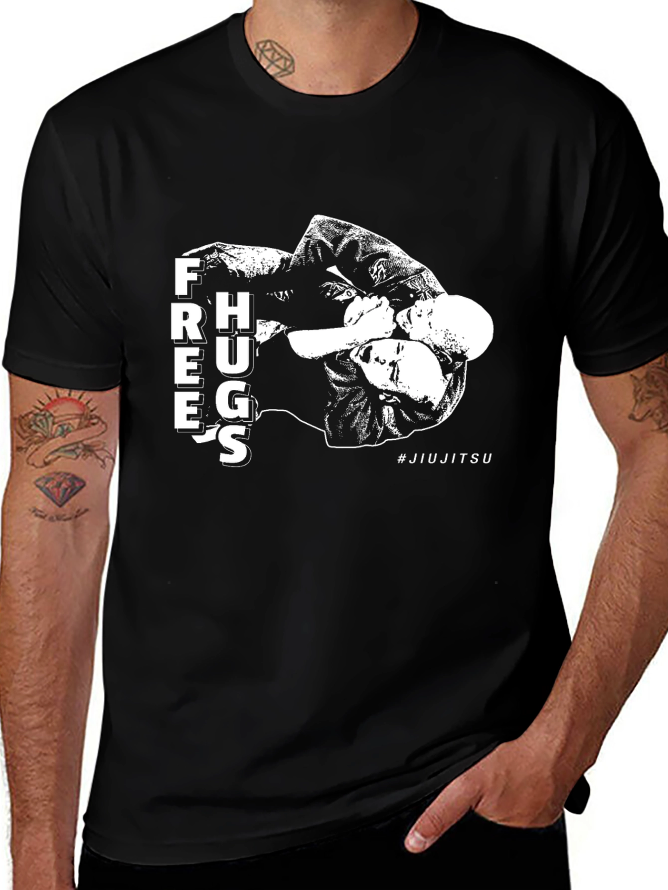 Variant 28 of Jiu Jitsu Free Hugs Black T-Shirt