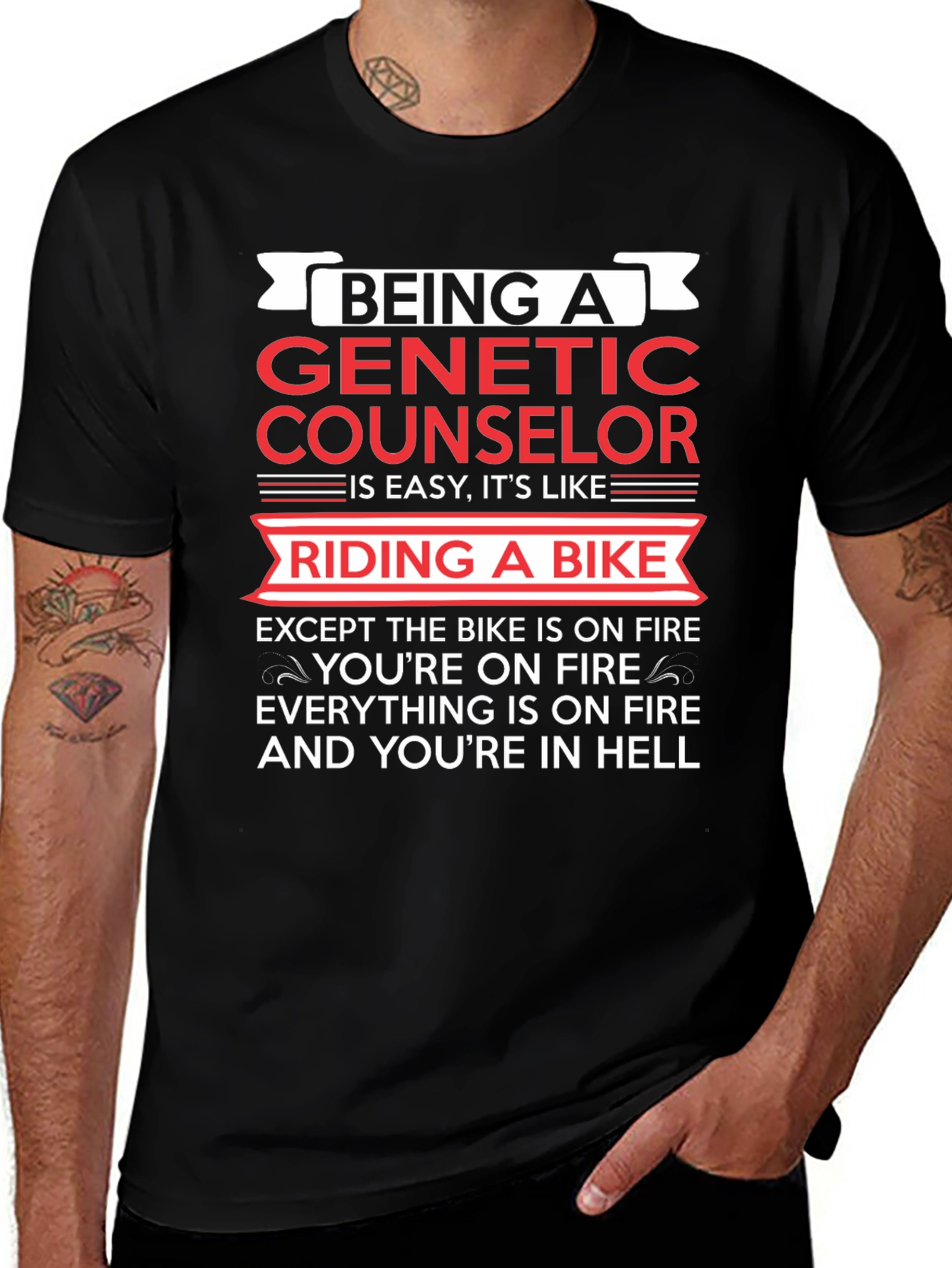 Variant 23 of Genetic Counselor T-Shirt - Riding a Bike Analogy