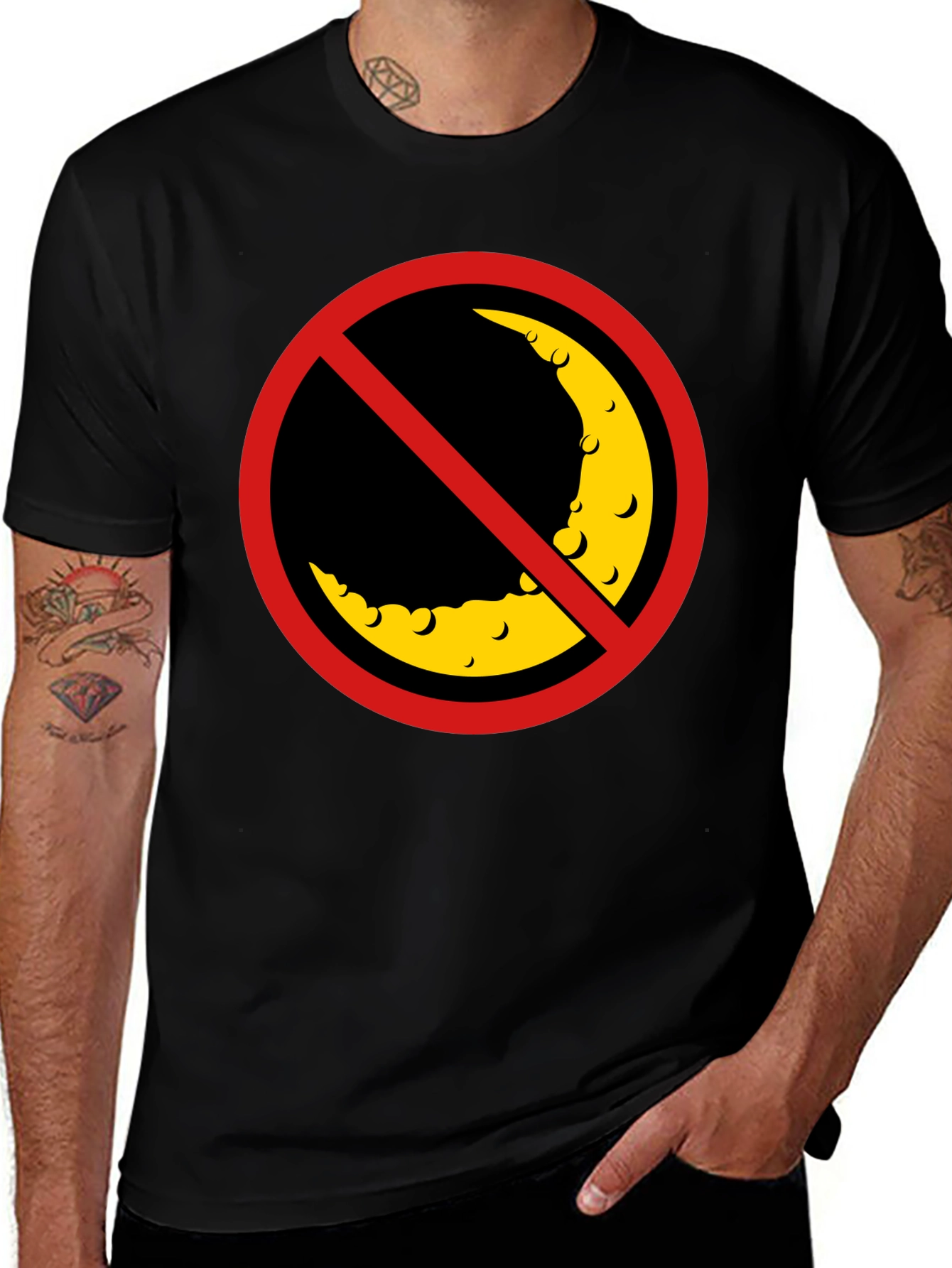Variant 7 of No Moon Zone Graphic Tee - Black Cotton Comfort