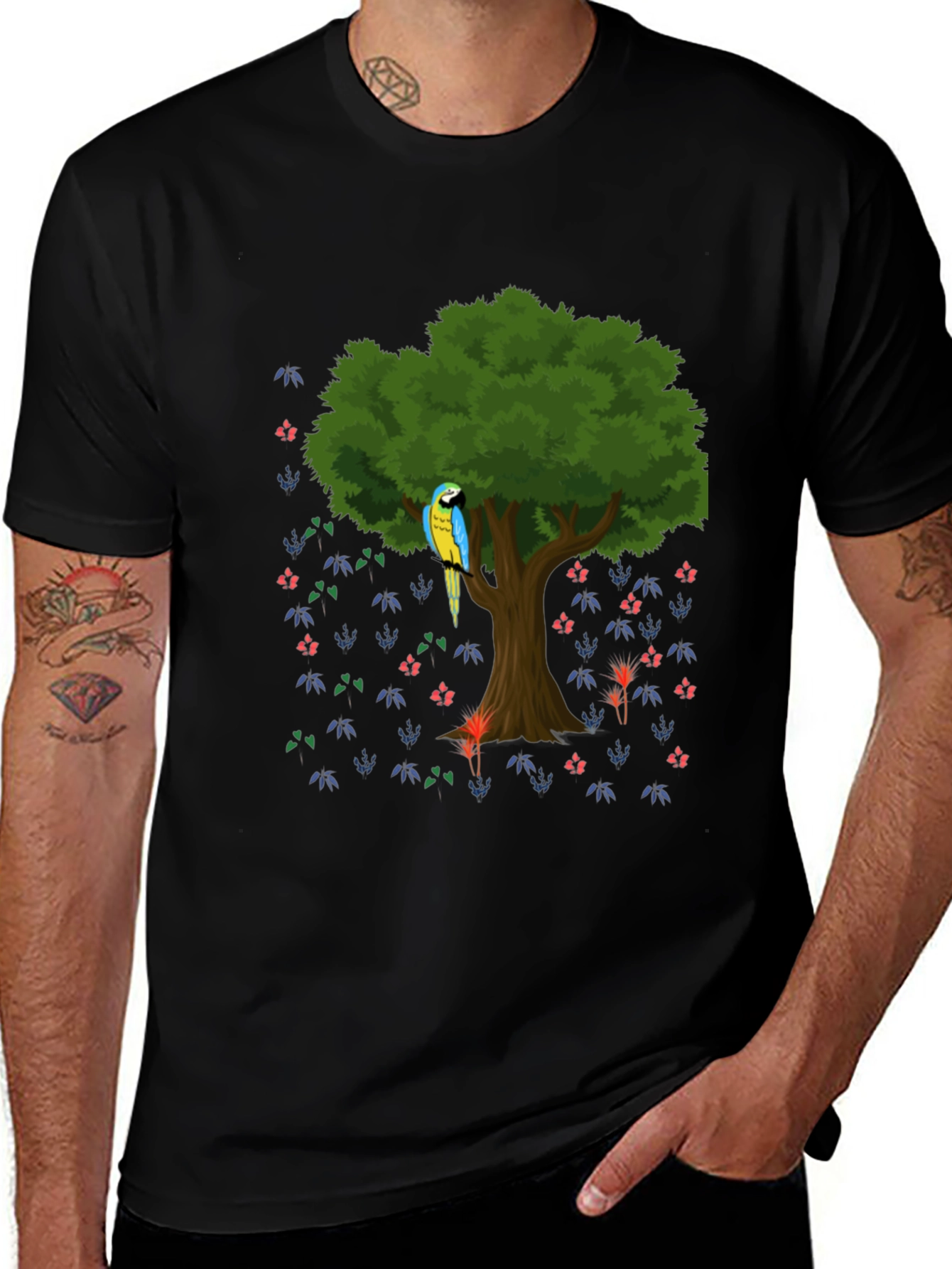 Variant 29 of Parrot Tree Graphic Tee - Stylish Men's Casual Shirt