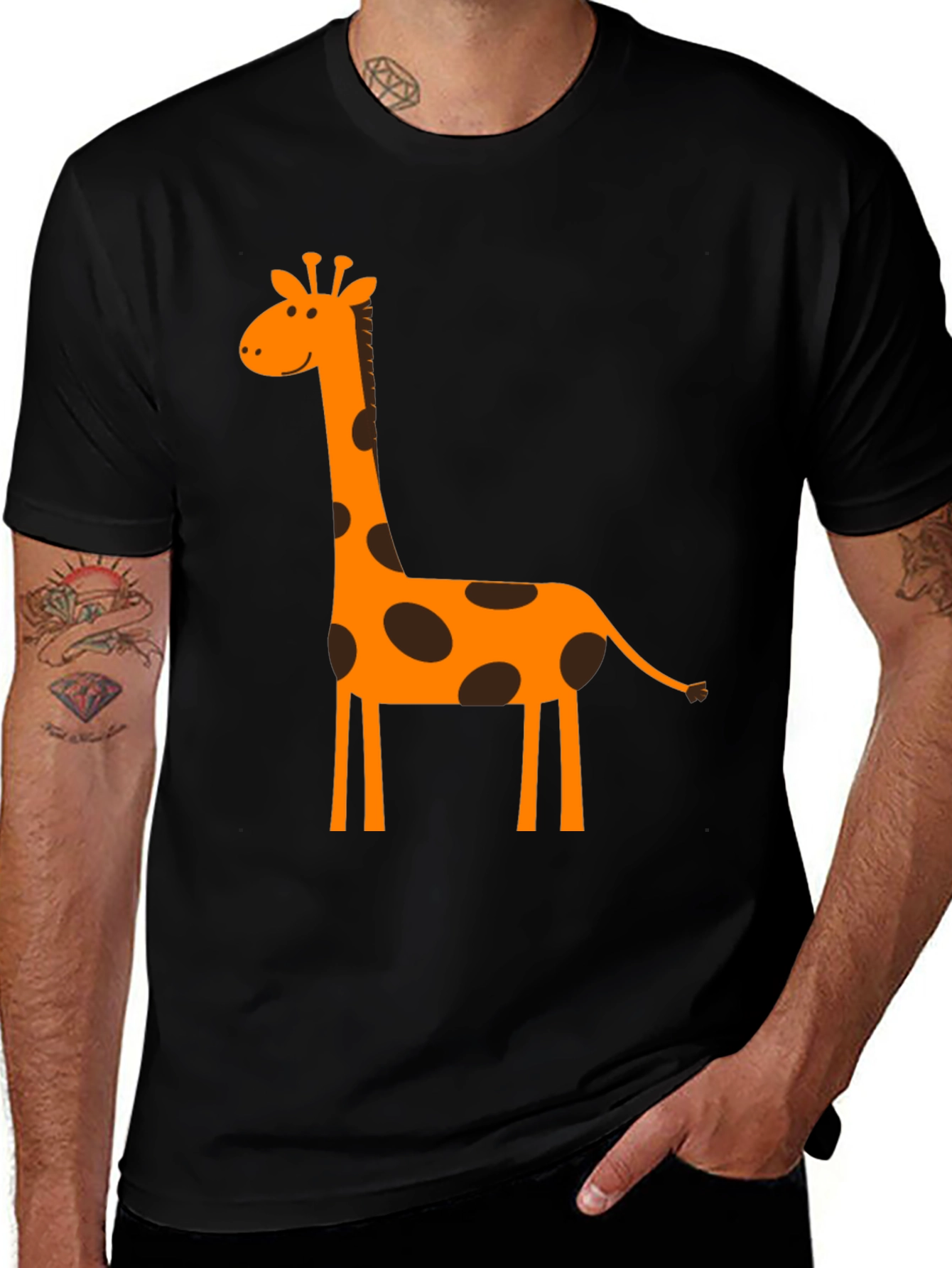 Variant 11 of Giraffe Graphic Tee - Fun & Stylish Black T-Shirt