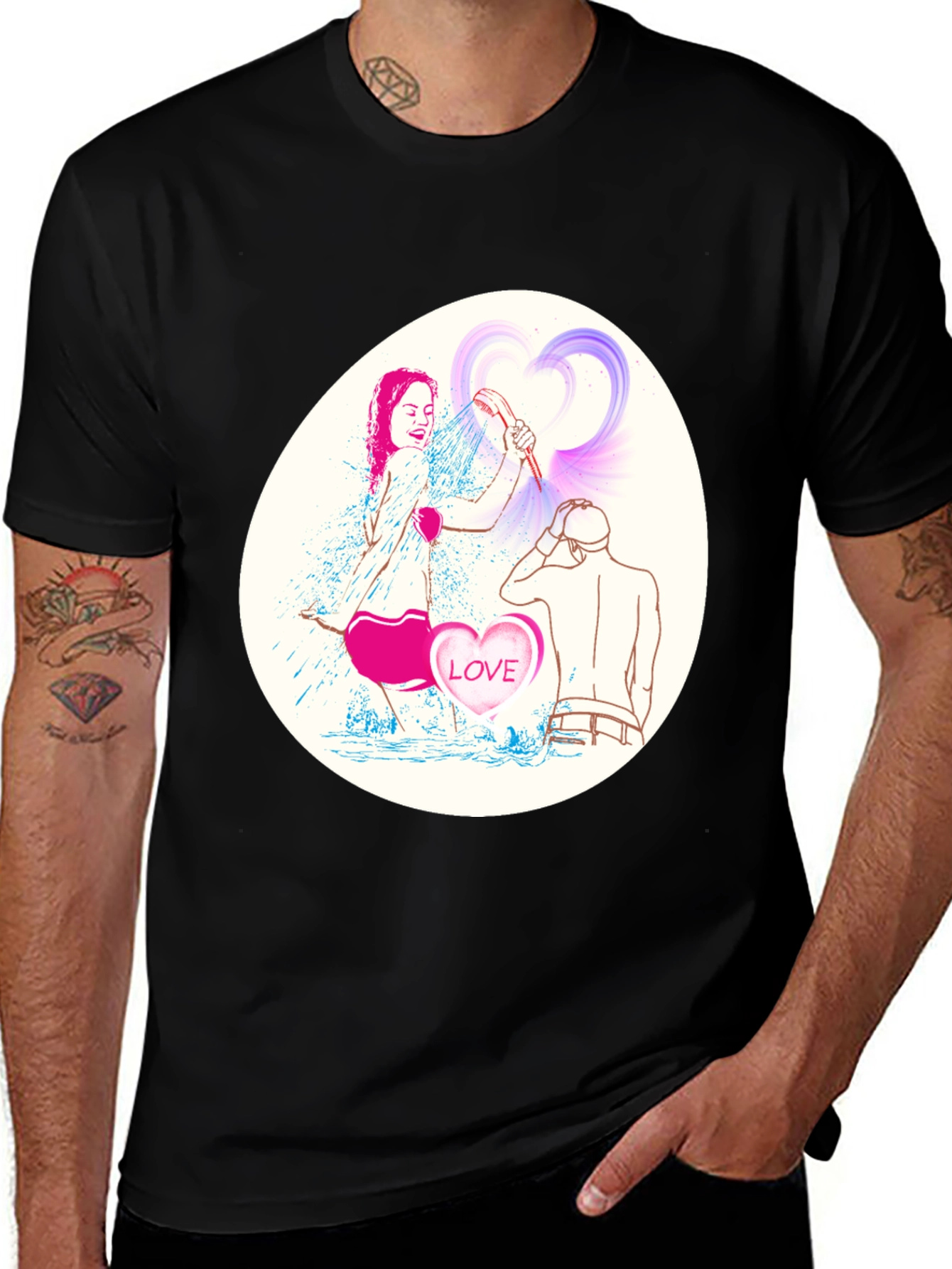 Variant 18 of Shower Love Graphic Tee - Black