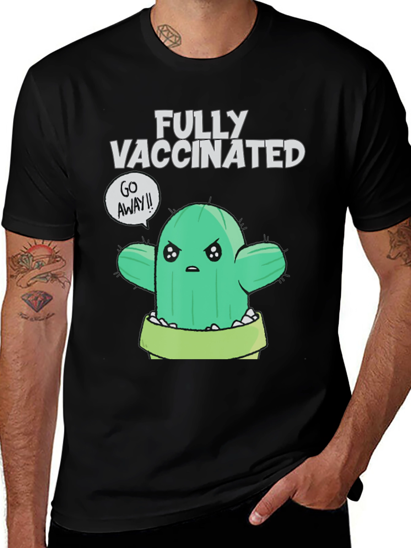 Variant 3 of Fully Vaccinated Cactus Graphic T-Shirt