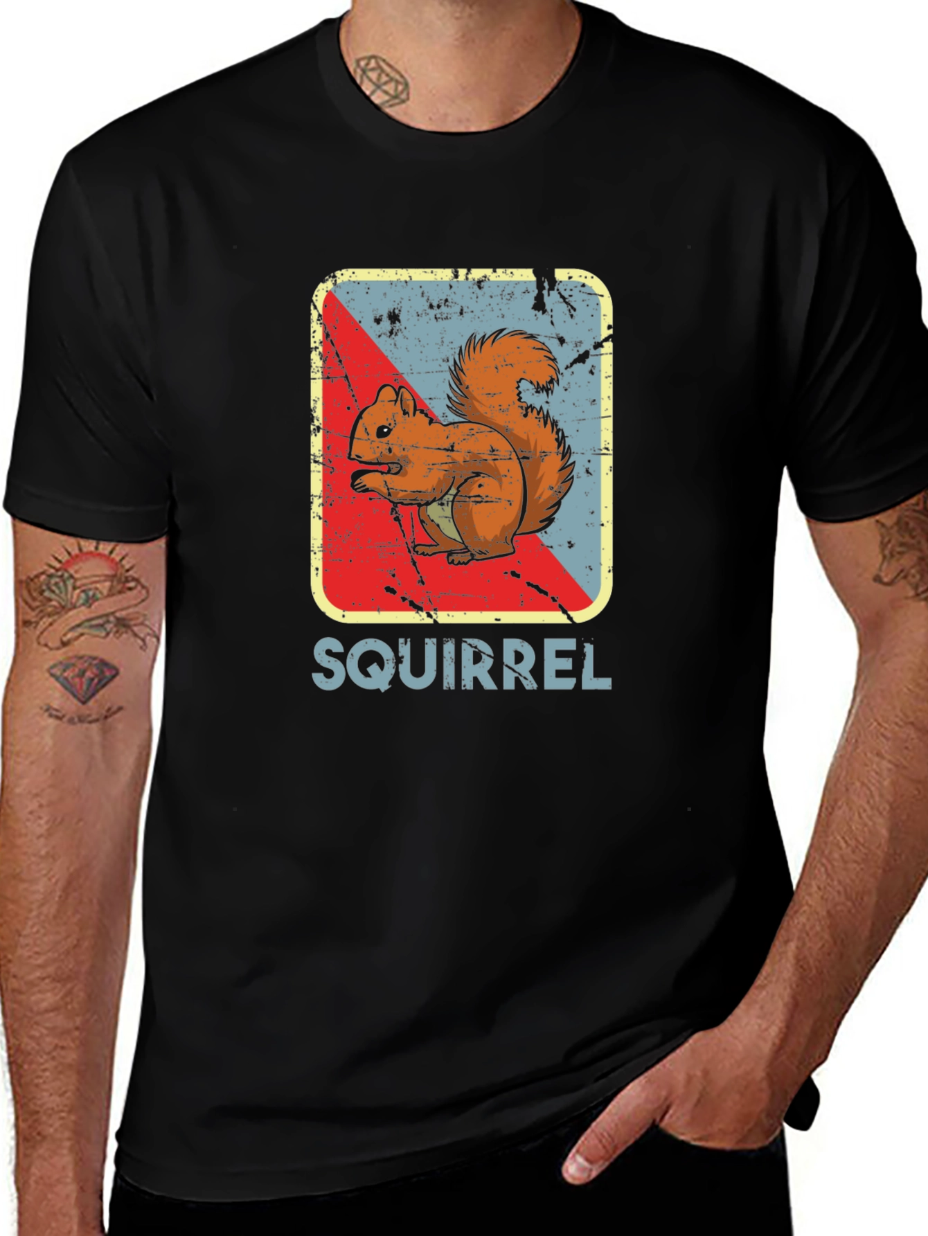 Variant 15 of Vintage Squirrel Graphic T-Shirt - Black