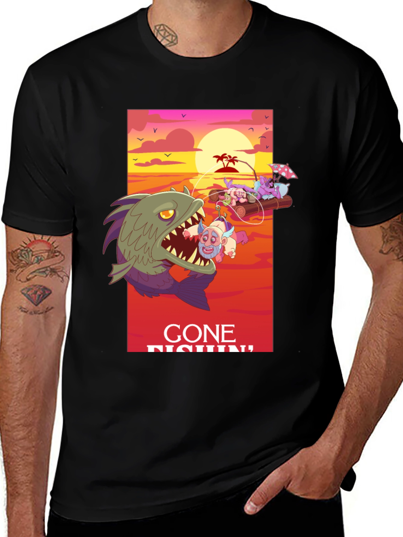 Variant 10 of Gone Fishin' Graphic Tee - Unique Design