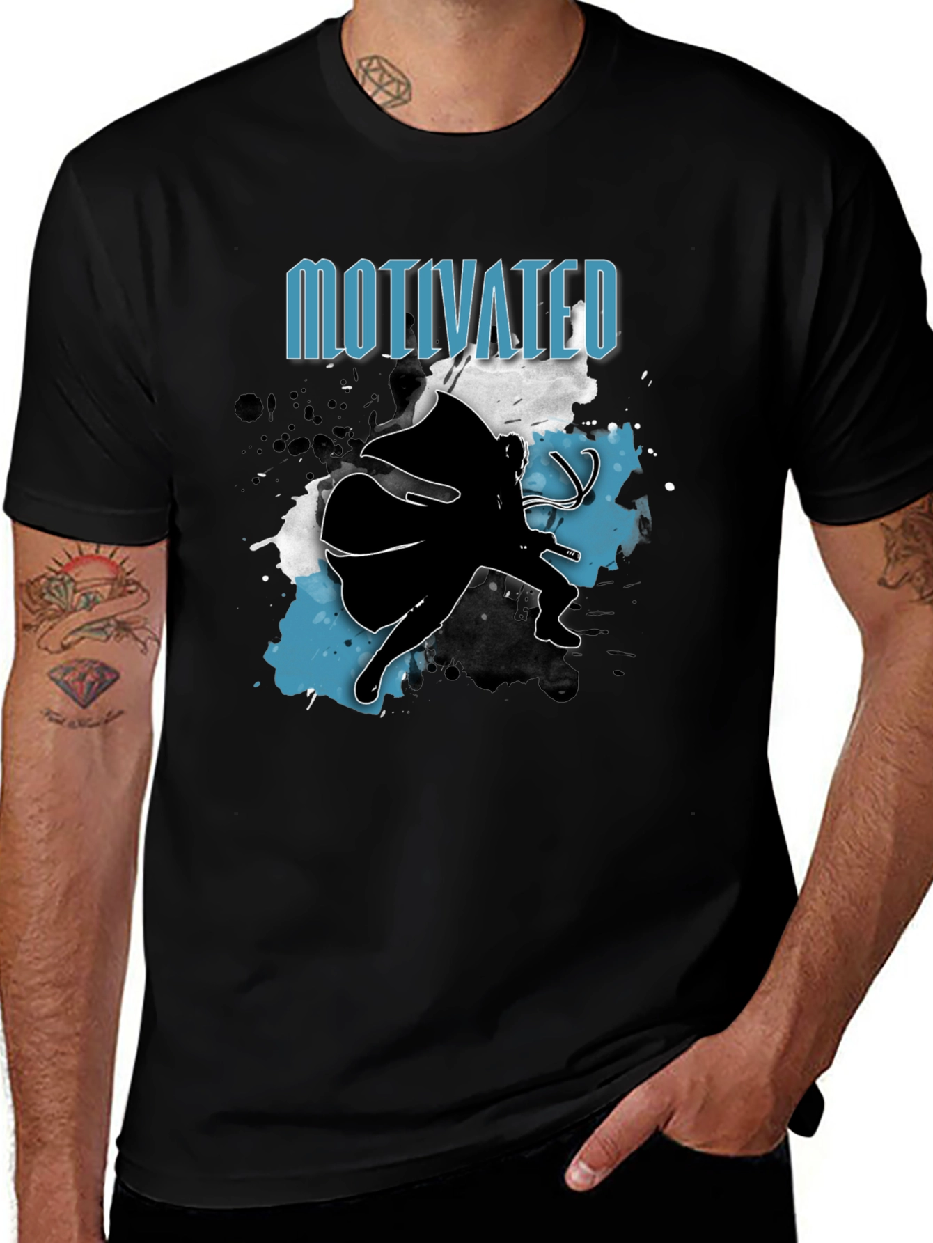 Variant 8 of Motivated Superhero Men's Black T-Shirt