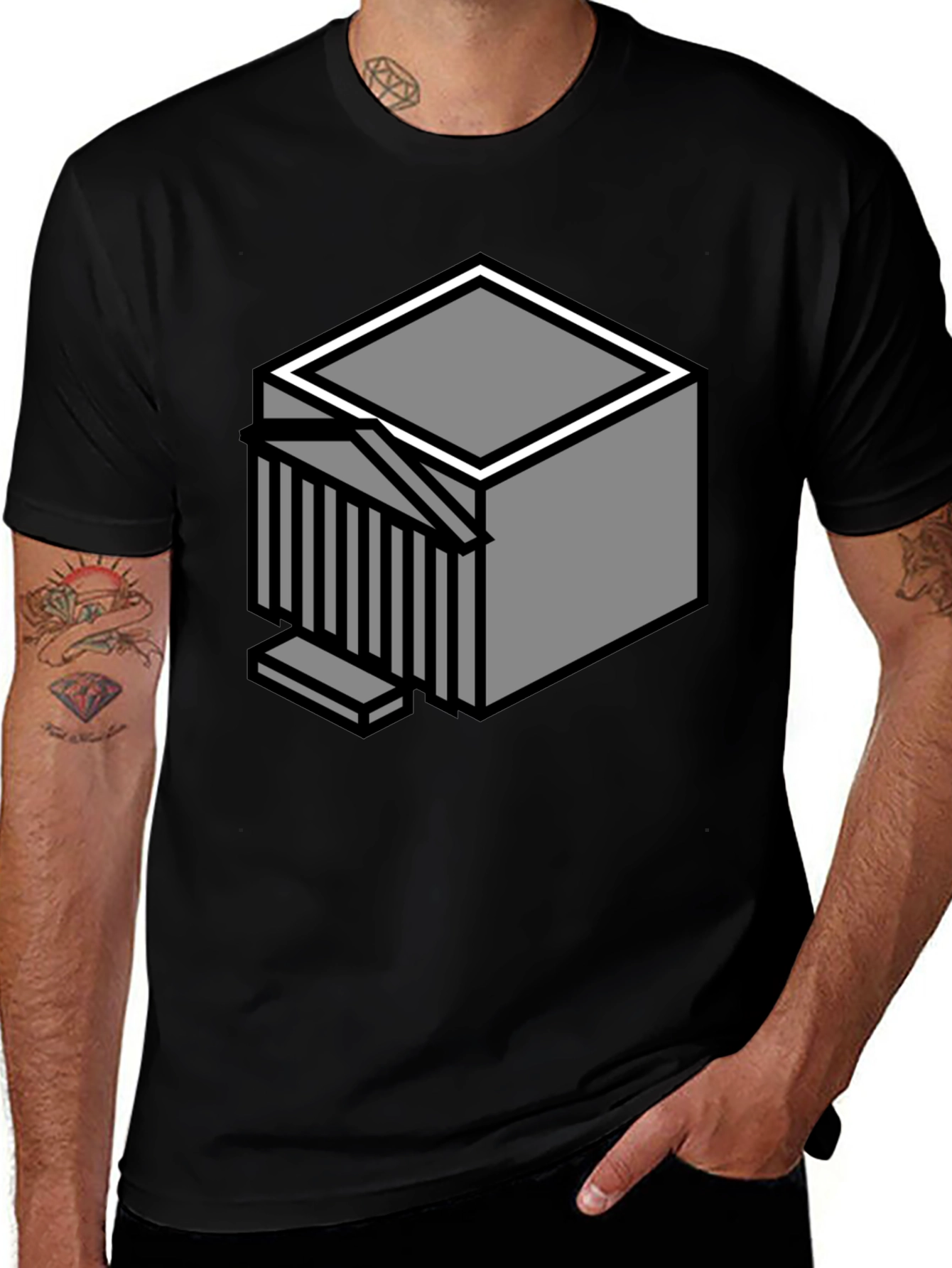 Variant 29 of Geometric Cube Graphic T-Shirt - Modern Style