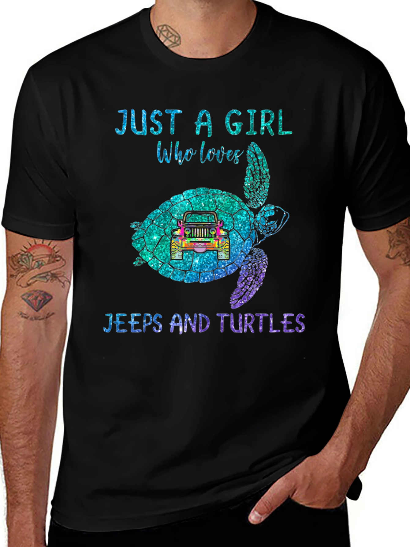 Variant 27 of Just A Girl Who Loves Jeeps & Turtles T-Shirt