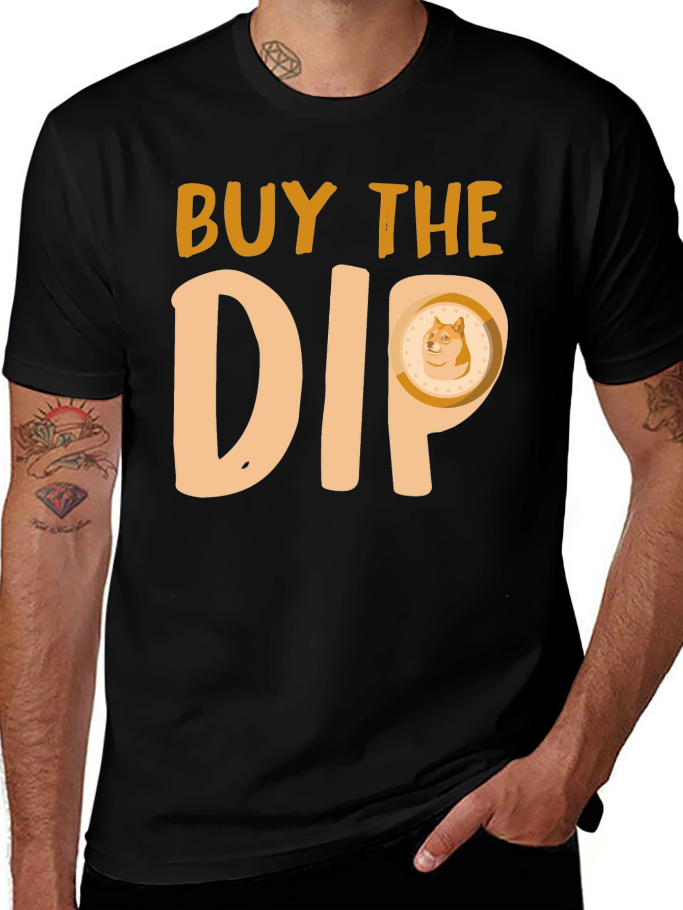 Variant 26 of Buy The Dip Dogecoin T-Shirt Crypto Investment