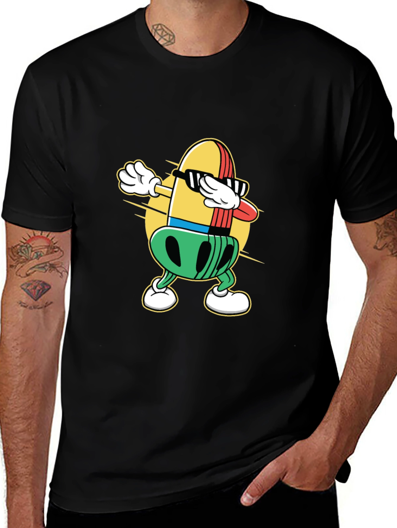 Variant 29 of Dabbing Bullet Cartoon Black T-Shirt