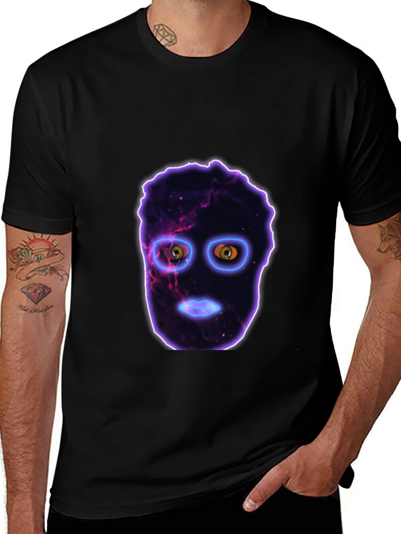 Variant 18 of Cosmic Face Black T-Shirt - Unique Graphic Tee