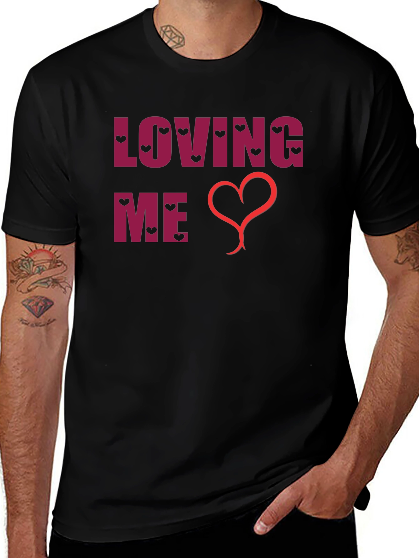 Variant 10 of Loving Me Heart Graphic Black T-Shirt
